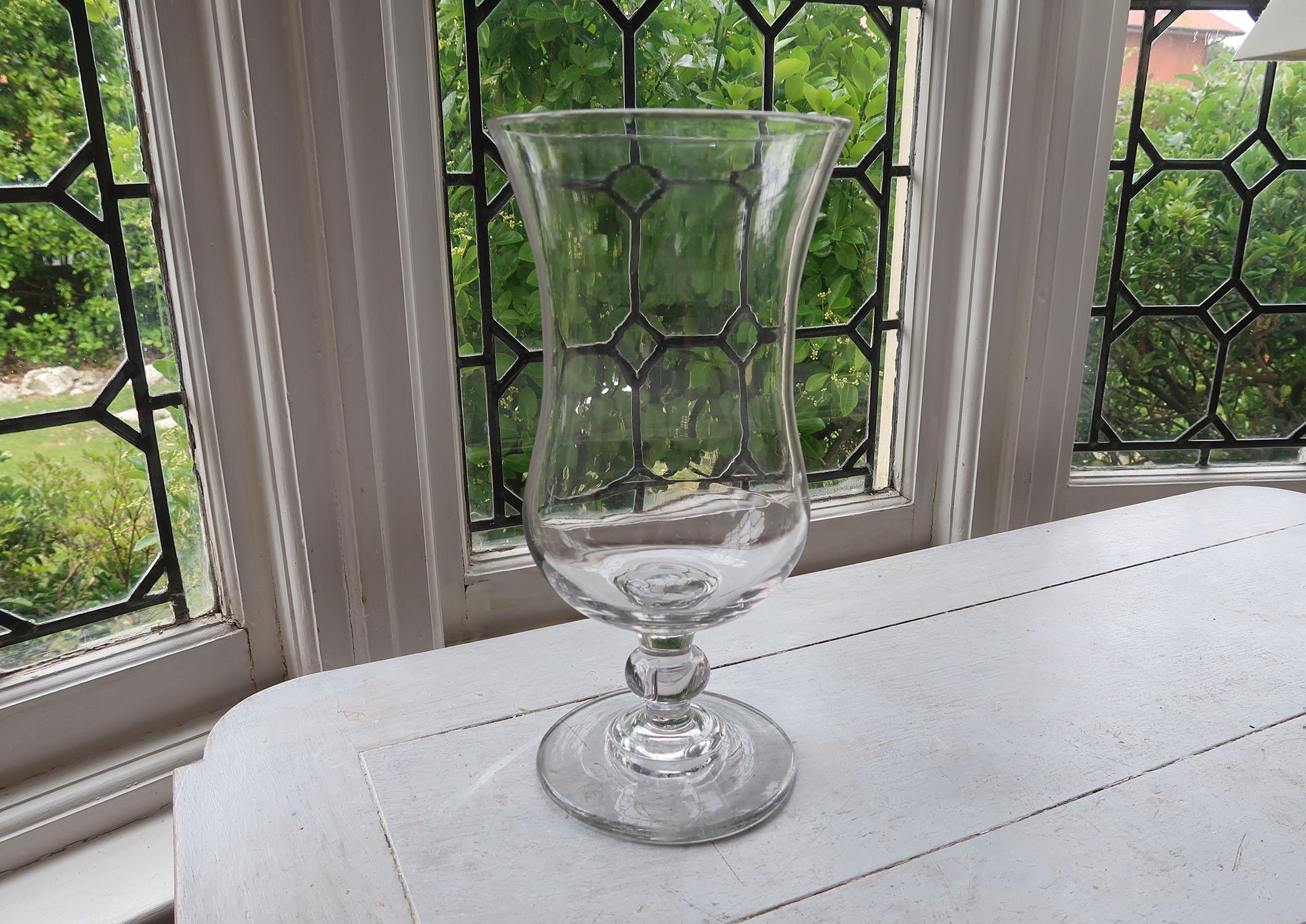 Hand-Crafted Large Antique Glass Flower or Hurricane Vase, English, 19th Century