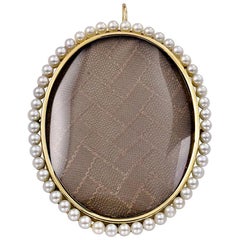 Large Antique Gold and Pearl Locket Pendant