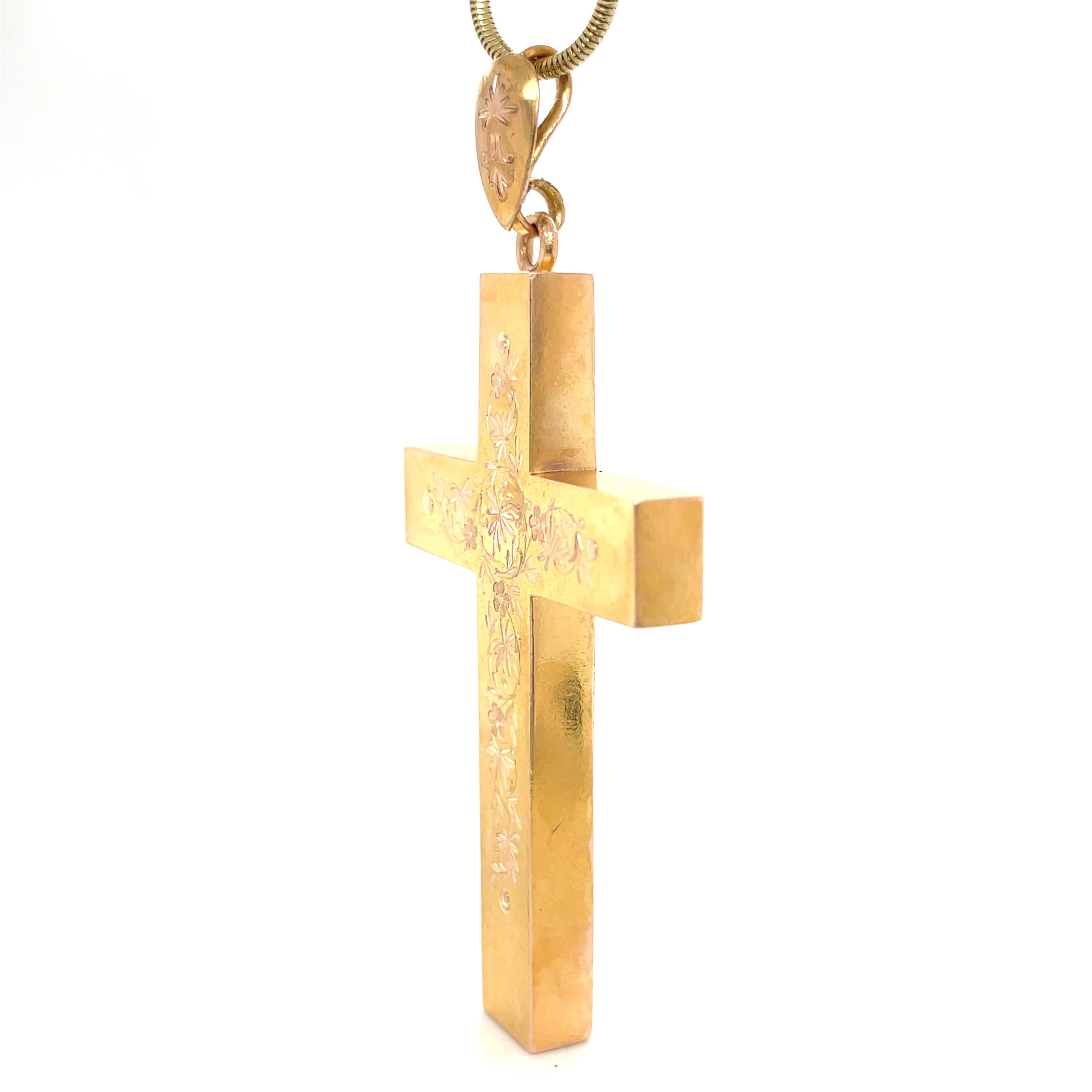 Absolutely beautiful antique cross.  Deeply hand engraved delicate pattern on the front.  On the reverse side, it is engraved 
