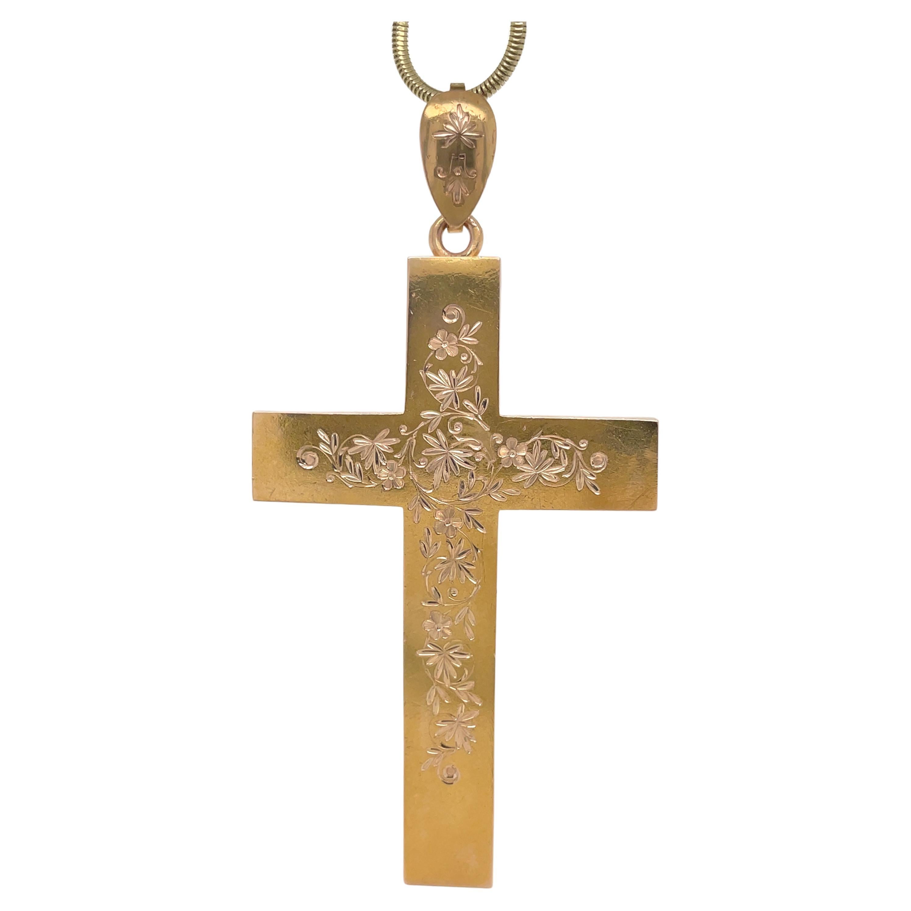 Large Antique Gold Christmas Cross For Sale