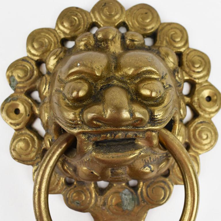 Foo DRAGON door knocker asian style solid very heavy cast brass hand made total length 20 cm 8 inch long banger fire
