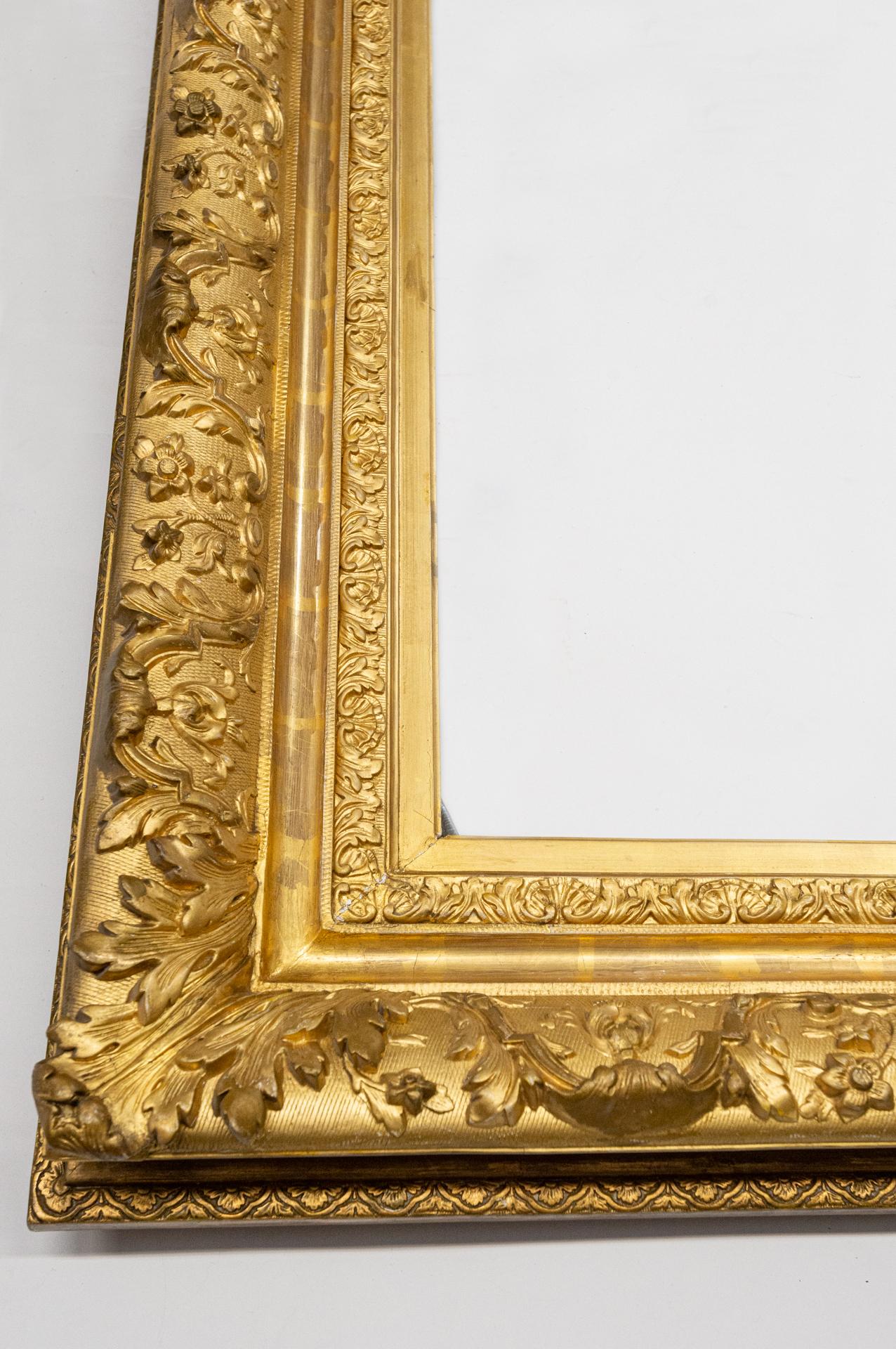 Hand-Crafted Large Antique Golden Frame For Sale