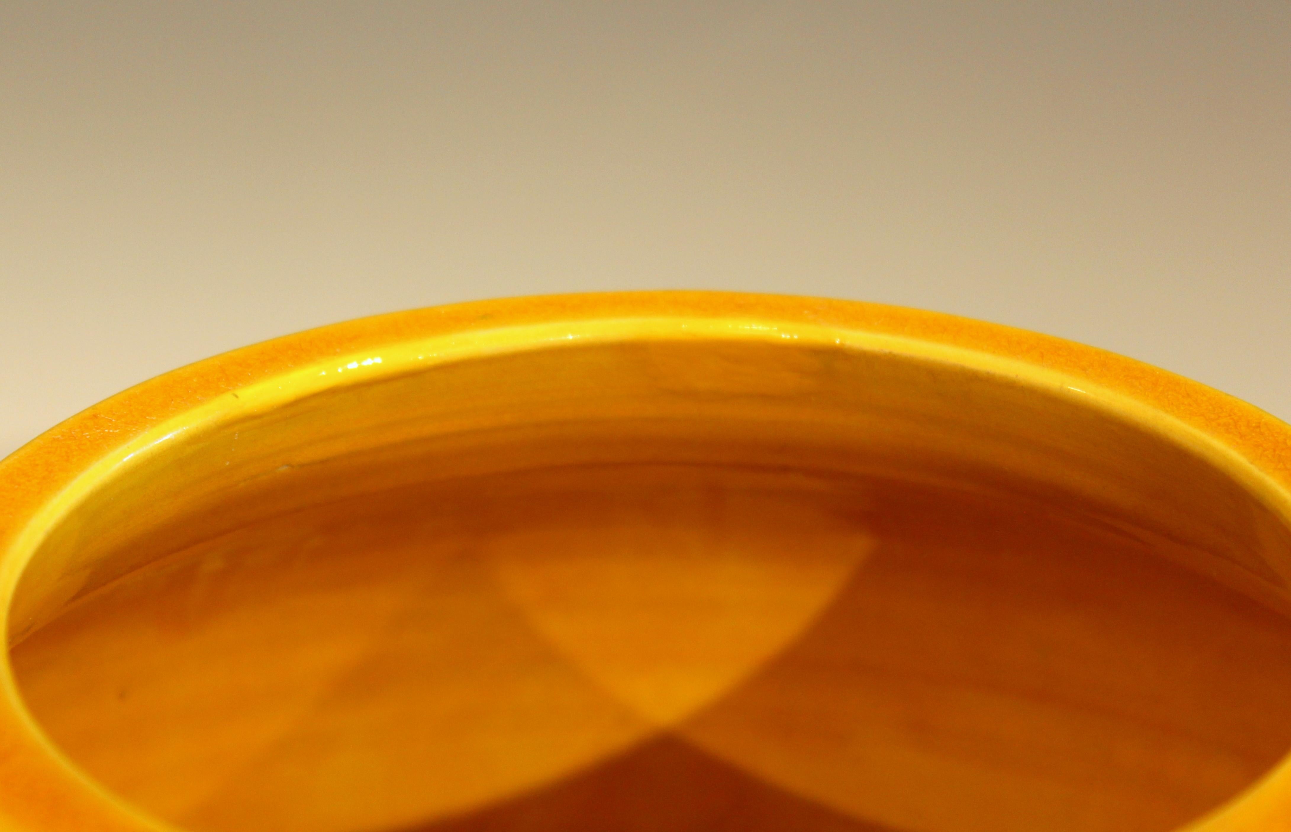 Early 20th Century Large Antique Golden Yellow Awaji Pottery Crackle Glaze Hu Form Vase
