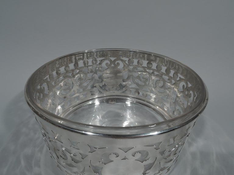 Large Antique Gorham Edwardian Pierced Sterling Silver Ice Bucket For
