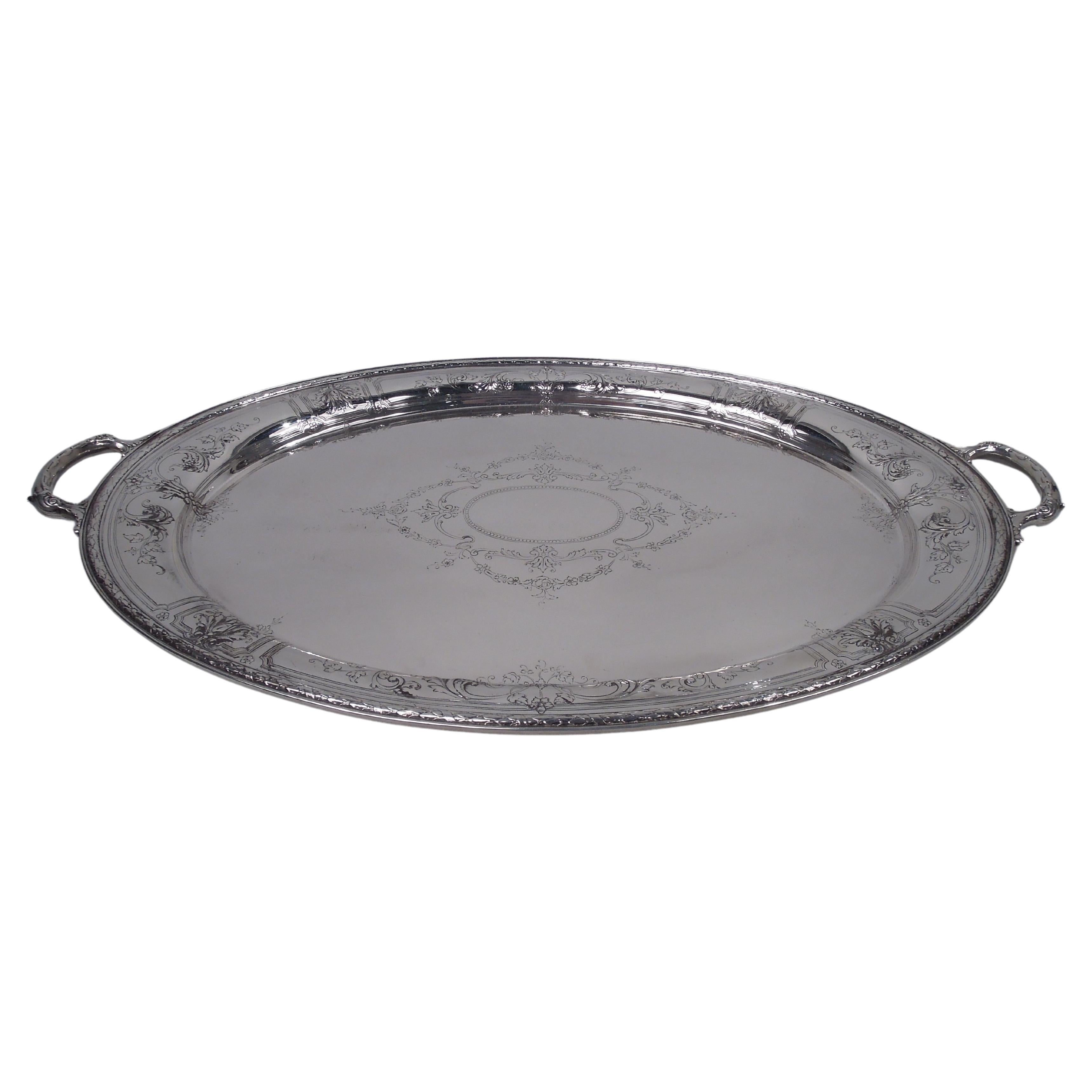 Large Antique Gorham Maintenon Sterling Silver Tray, 1923 For Sale