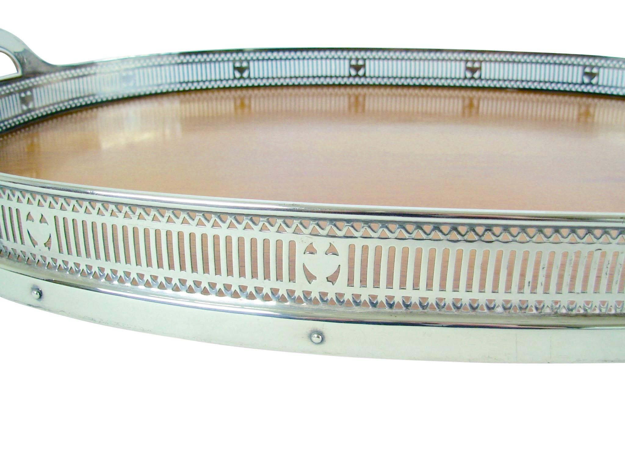 Large Antique Gorham Silver Tea or Serving Tray, American Late 19th Century 2