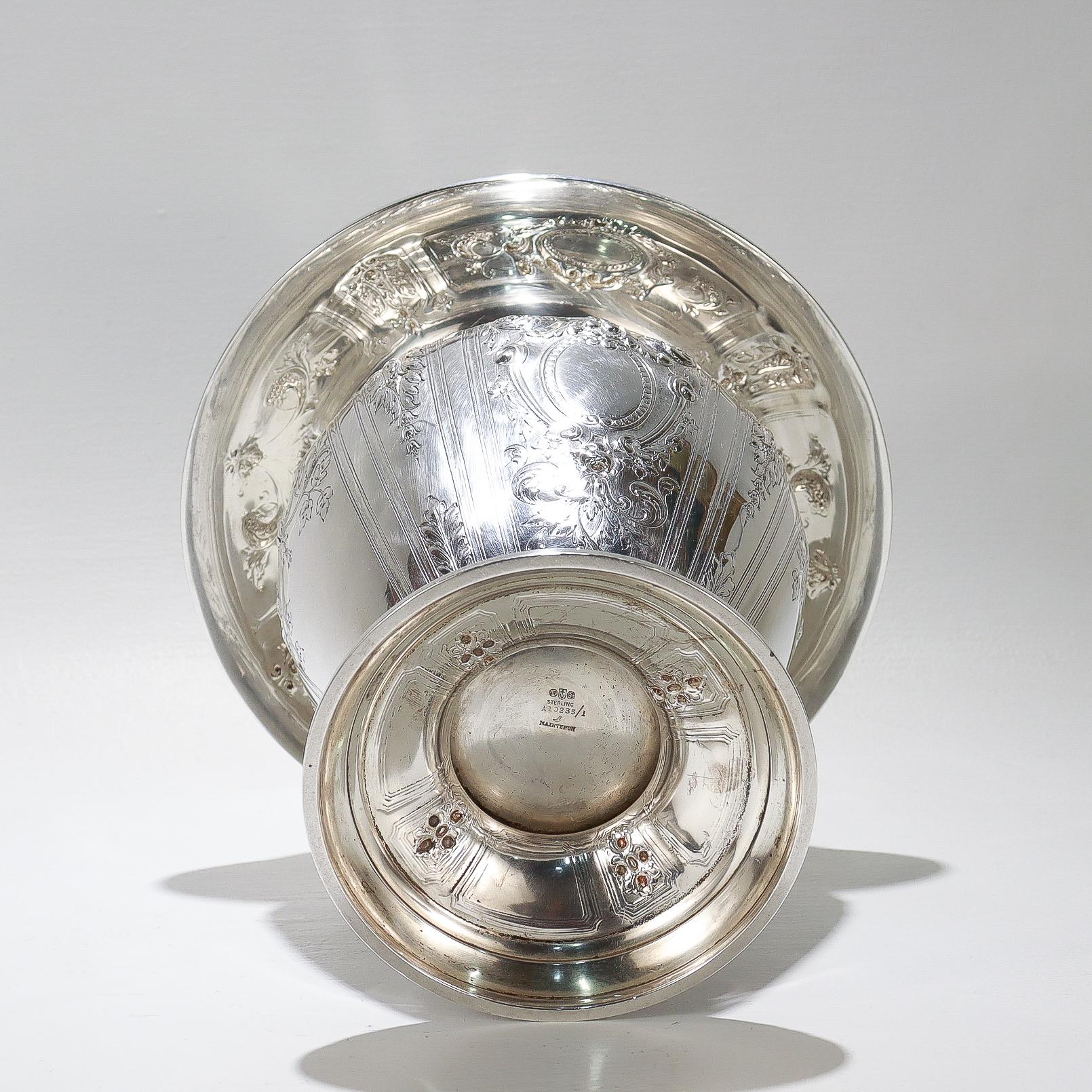 Große antike Gorham Sterlingsilber-Blumenvase mit Maintenon-Muster im Angebot 4