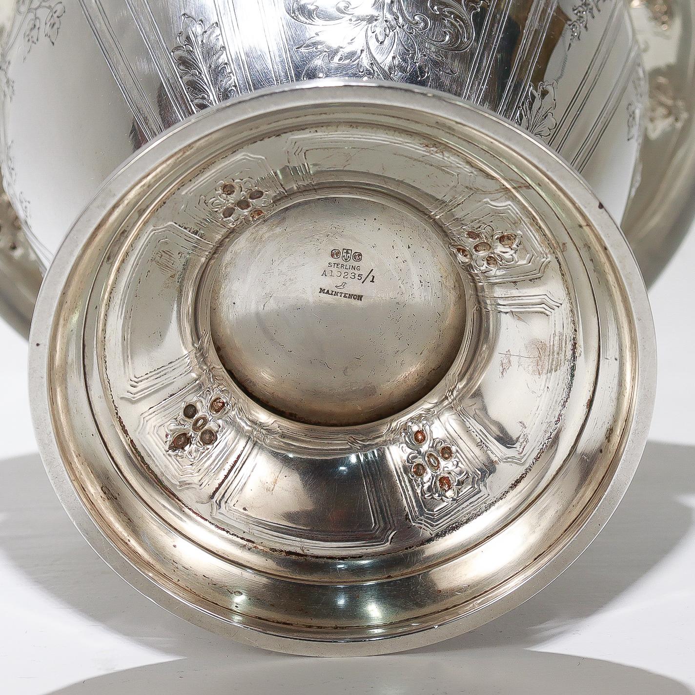 Große antike Gorham Sterlingsilber-Blumenvase mit Maintenon-Muster im Angebot 5