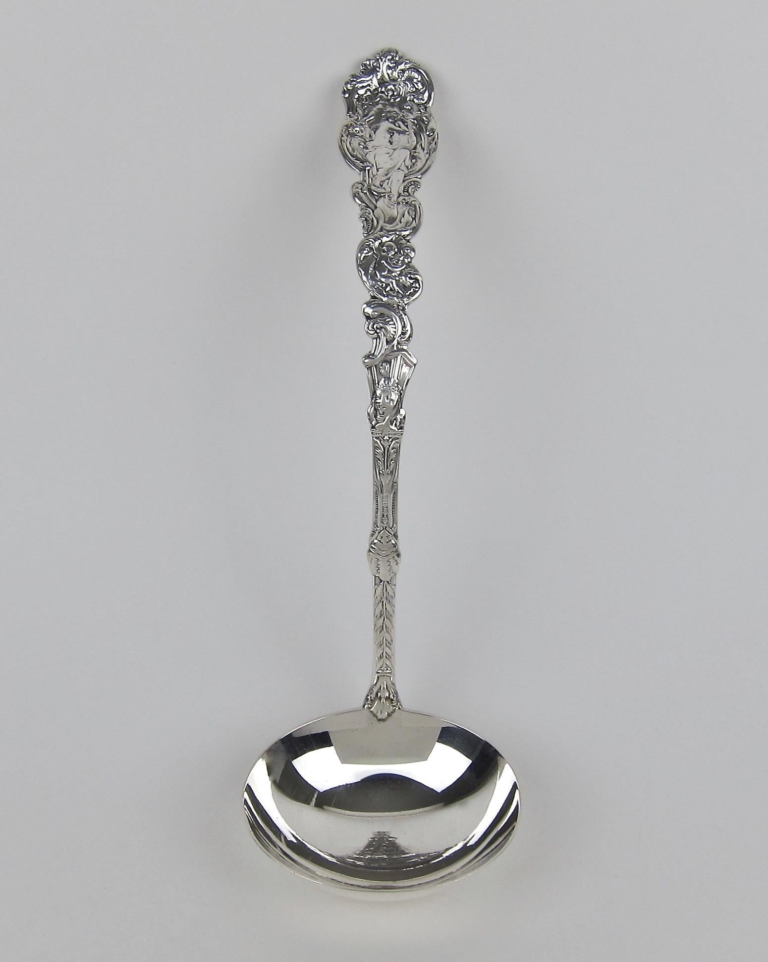 Large Antique Gorham Sterling Silver Soup Ladle, Versailles by Antoine Heller In Good Condition In Los Angeles, CA