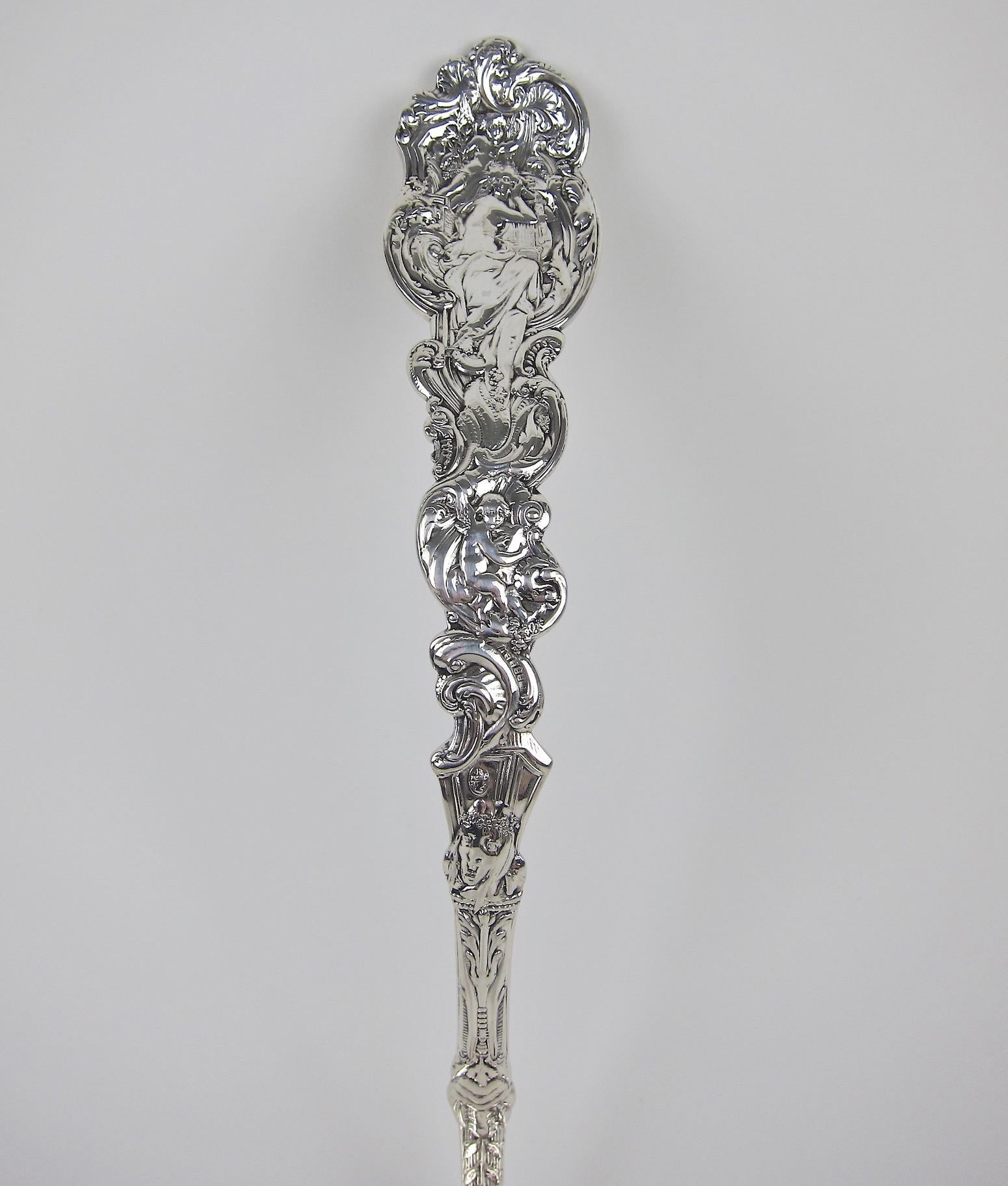 19th Century Large Antique Gorham Sterling Silver Soup Ladle, Versailles by Antoine Heller