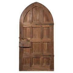 Large Antique Gothic Arched Oak Door