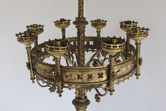 Large Antique Gothic Revival Church Candelabras 19th Century Brass Candlestick