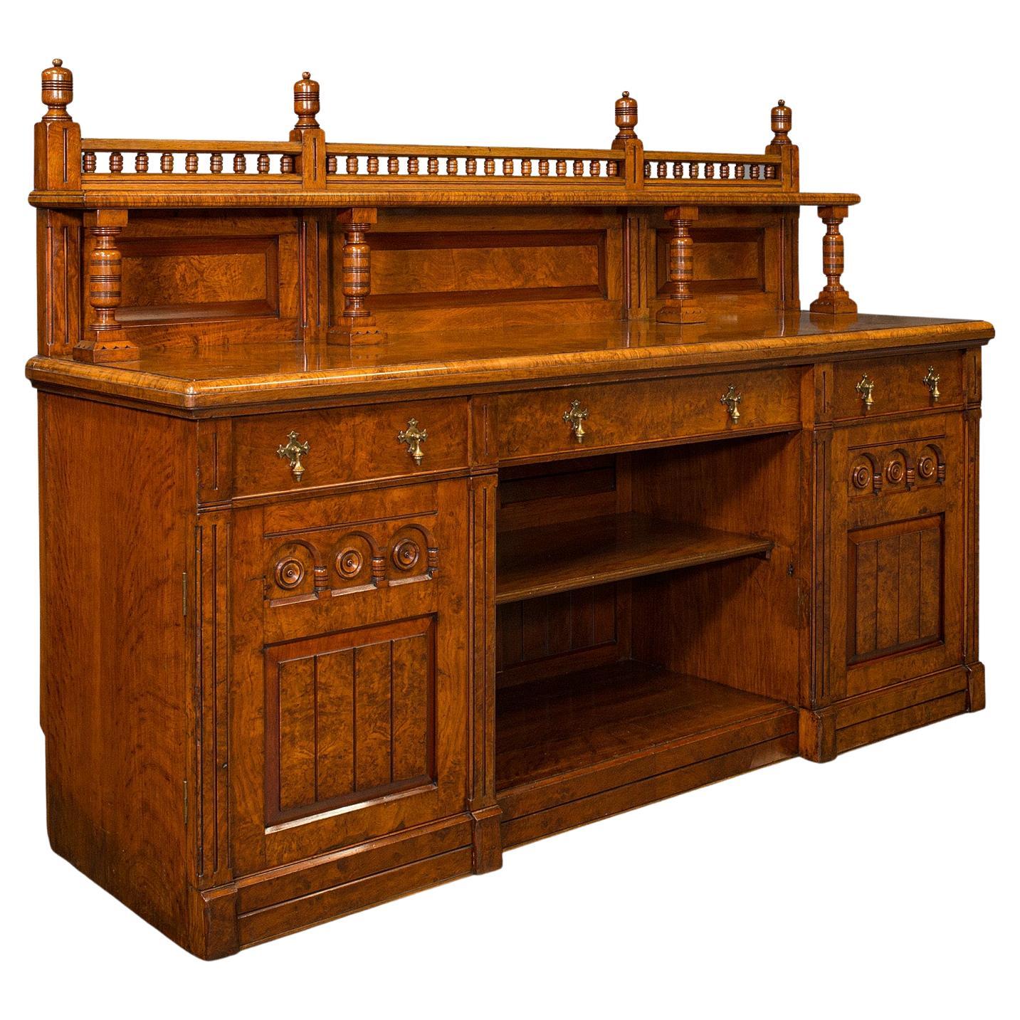 Large Antique Grand Sideboard, Scottish, Oak, Buffet Cabinet, Victorian, C.1860 For Sale