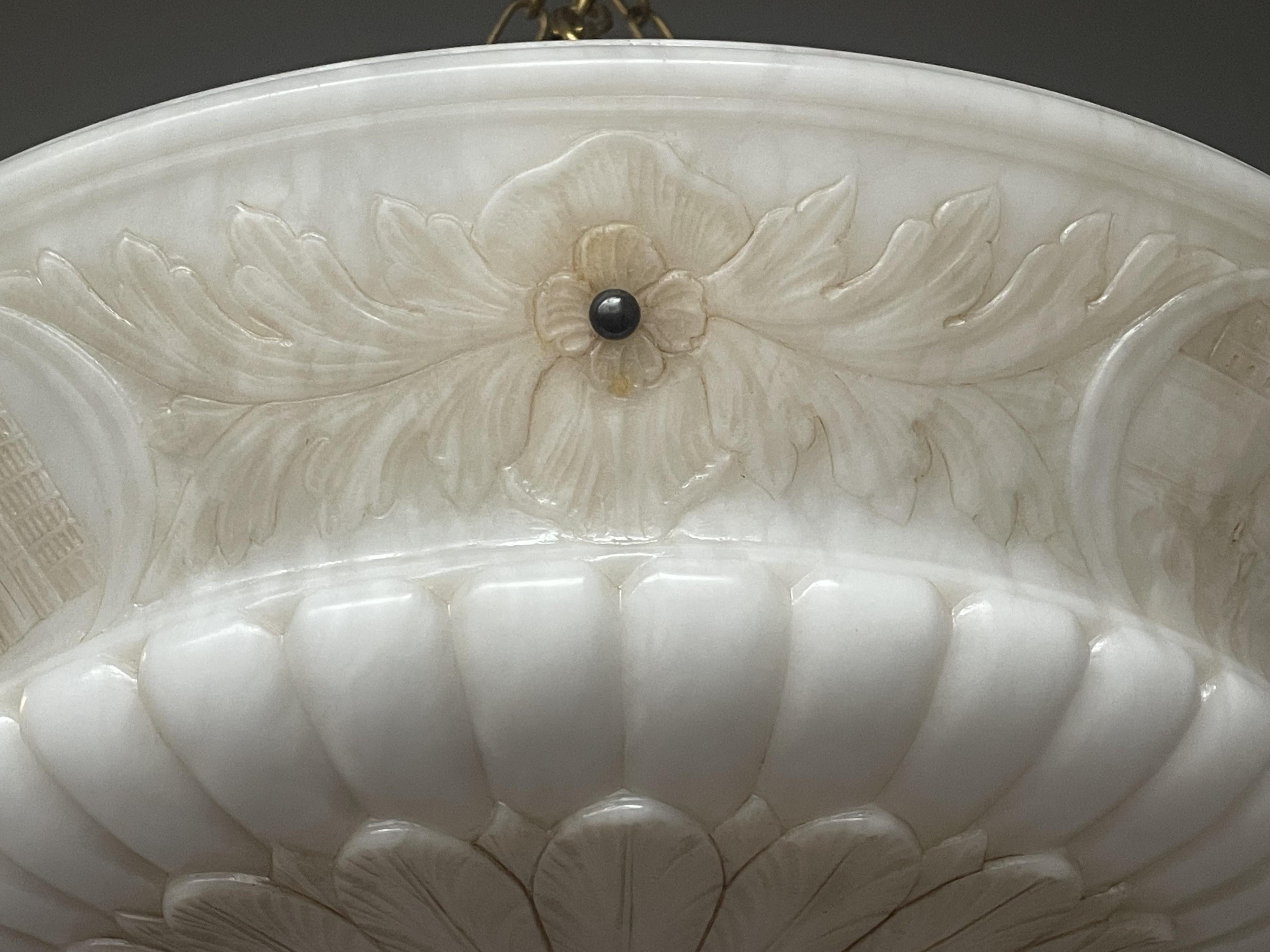Großer antiker Grand Tour-Kronleuchter aus Alabaster, m. Italienische historische Schnitzereien Rom 7