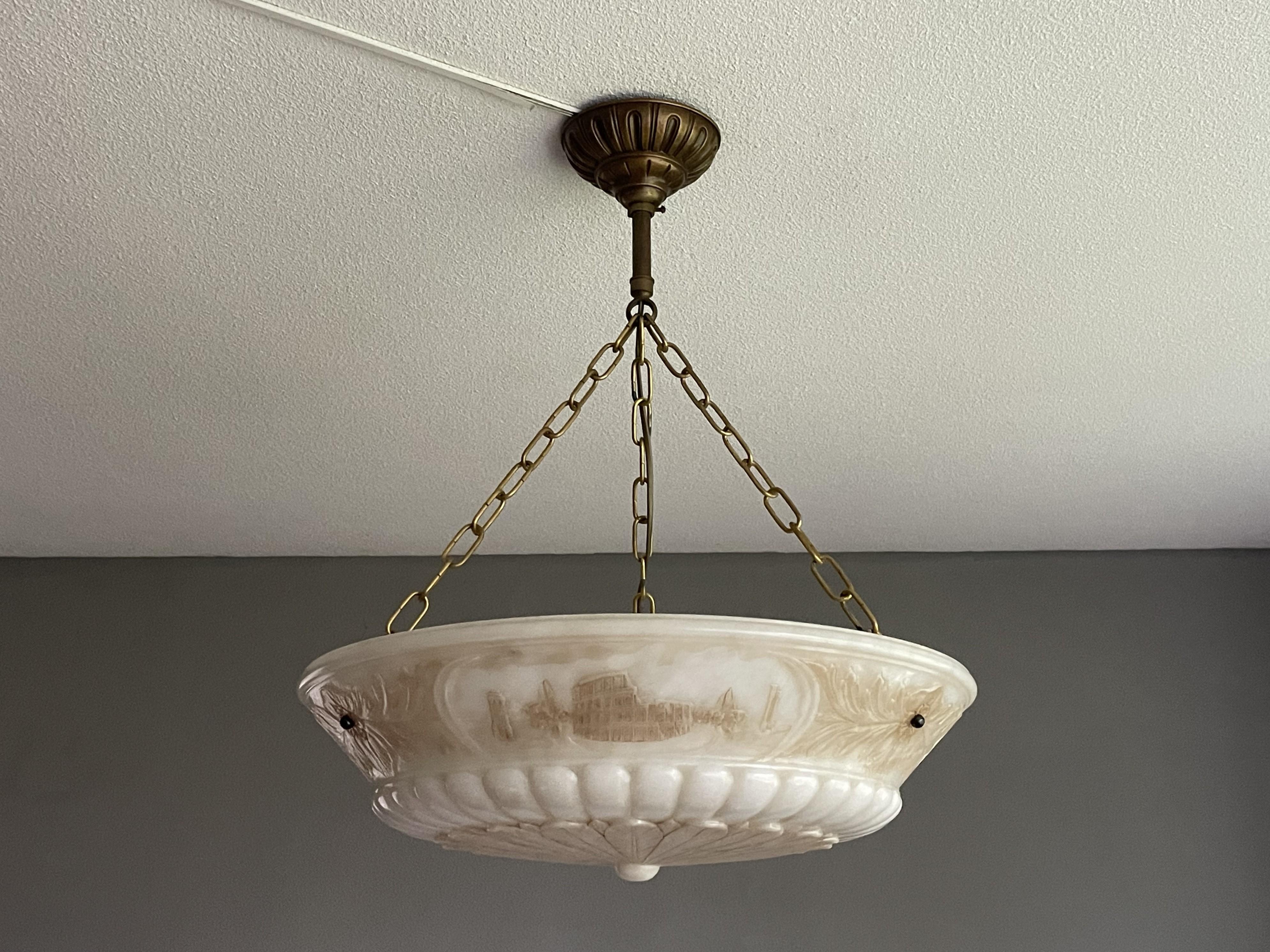 Großer antiker Grand Tour-Kronleuchter aus Alabaster, m. Italienische historische Schnitzereien Rom (Klassisch-römisch)