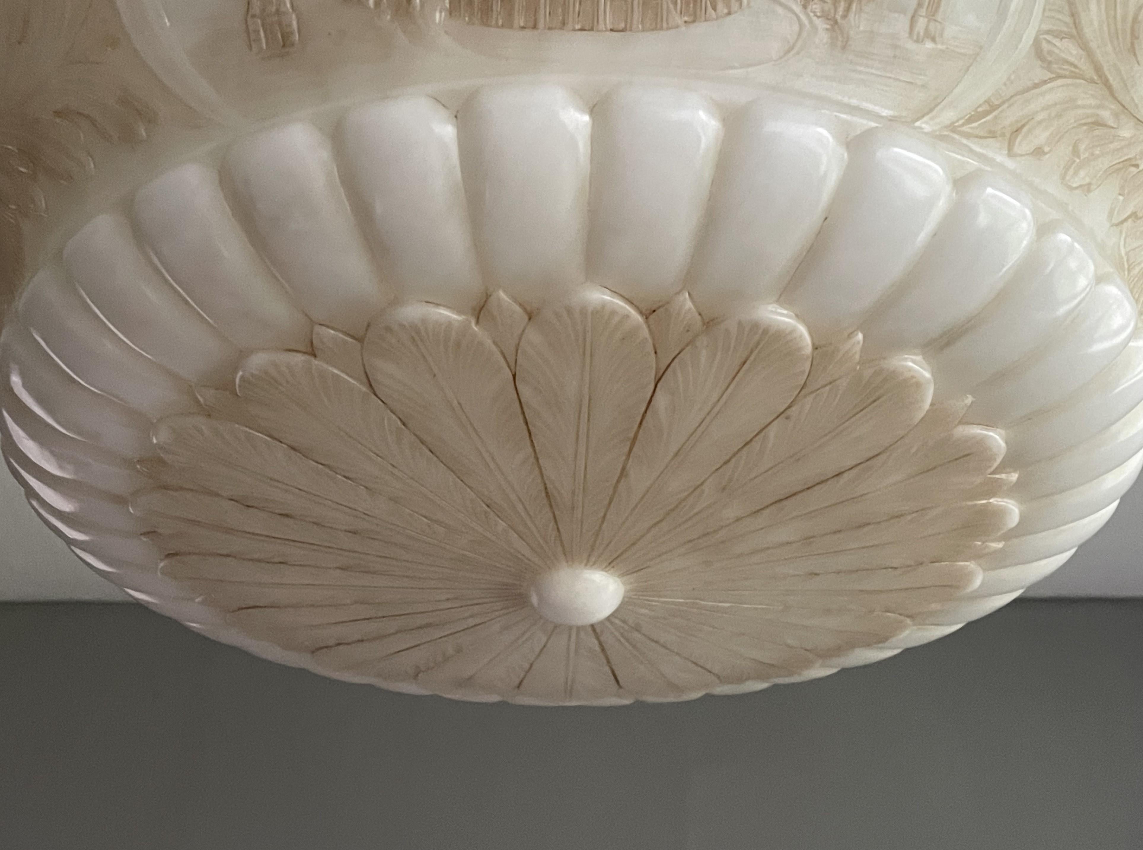 Großer antiker Grand Tour-Kronleuchter aus Alabaster, m. Italienische historische Schnitzereien Rom (Metall)