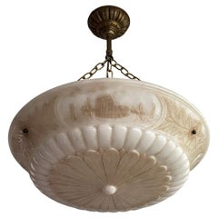 Grande lampadario antico Grand Tour in alabastro con. Sculture di riferimento per l'Italia Roma