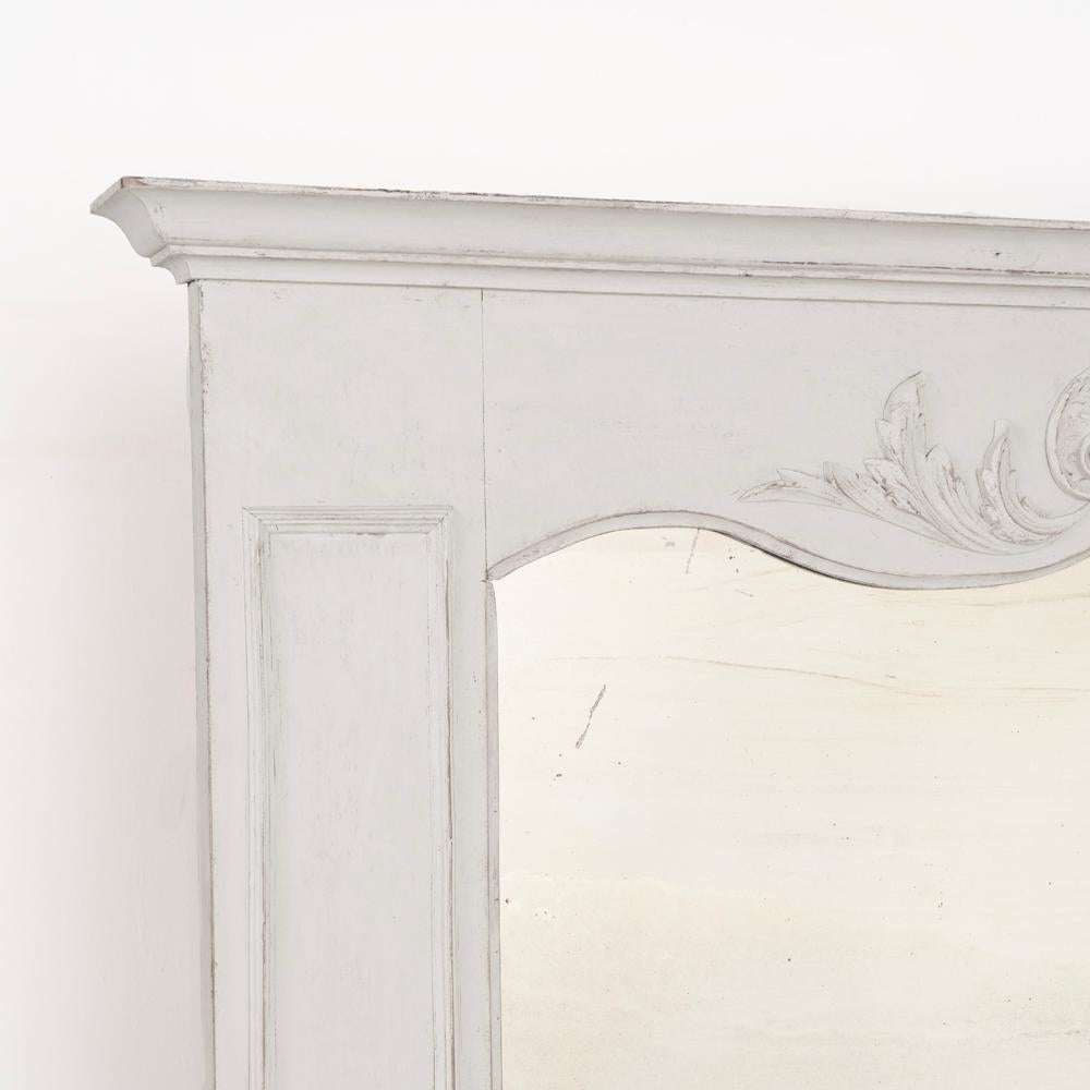 19th Century Large Antique Grey Painted French Country Mirror, Circa 1820-1840 For Sale