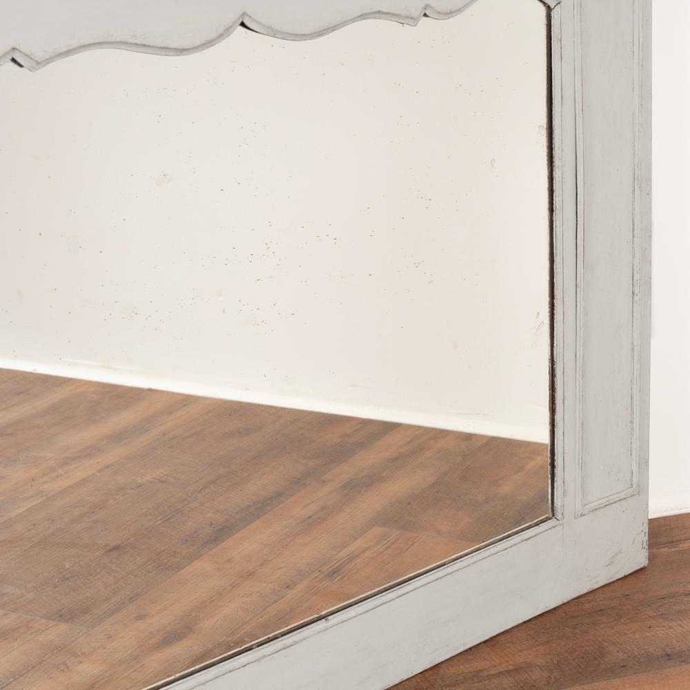 Large Antique Grey Painted French Country Mirror, Circa 1820-1840 For Sale 3