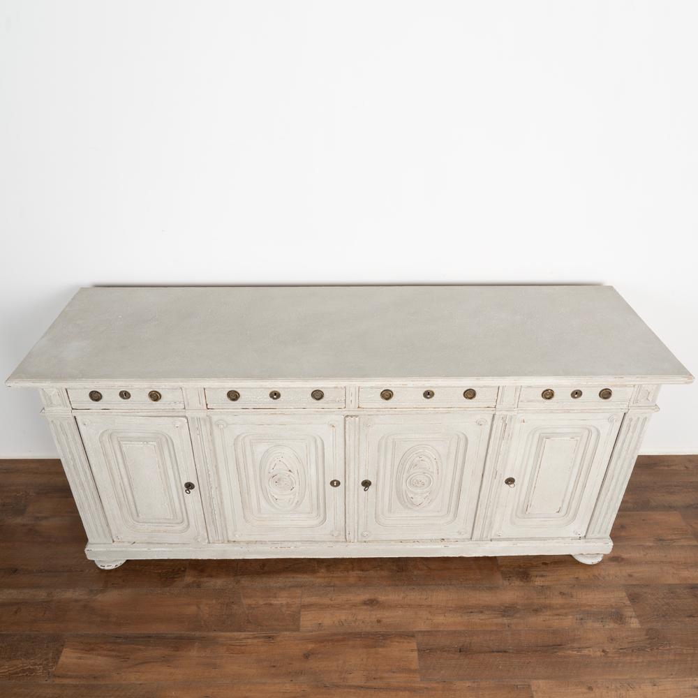 Large Antique Gray Painted Oak Sideboard Buffet Server from Denmark, circa 1880 4