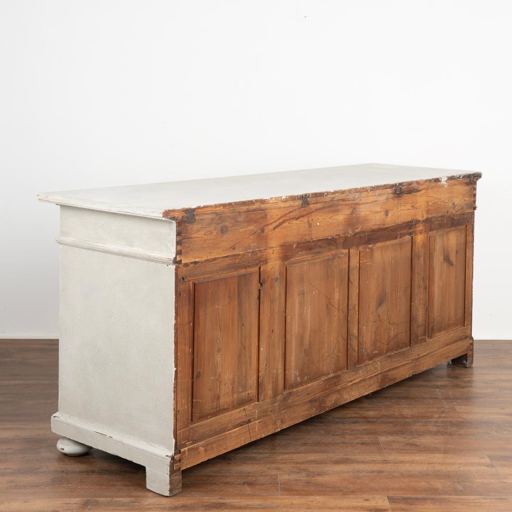 Large Antique Gray Painted Oak Sideboard Buffet Server from Denmark, circa 1880 In Good Condition In Round Top, TX