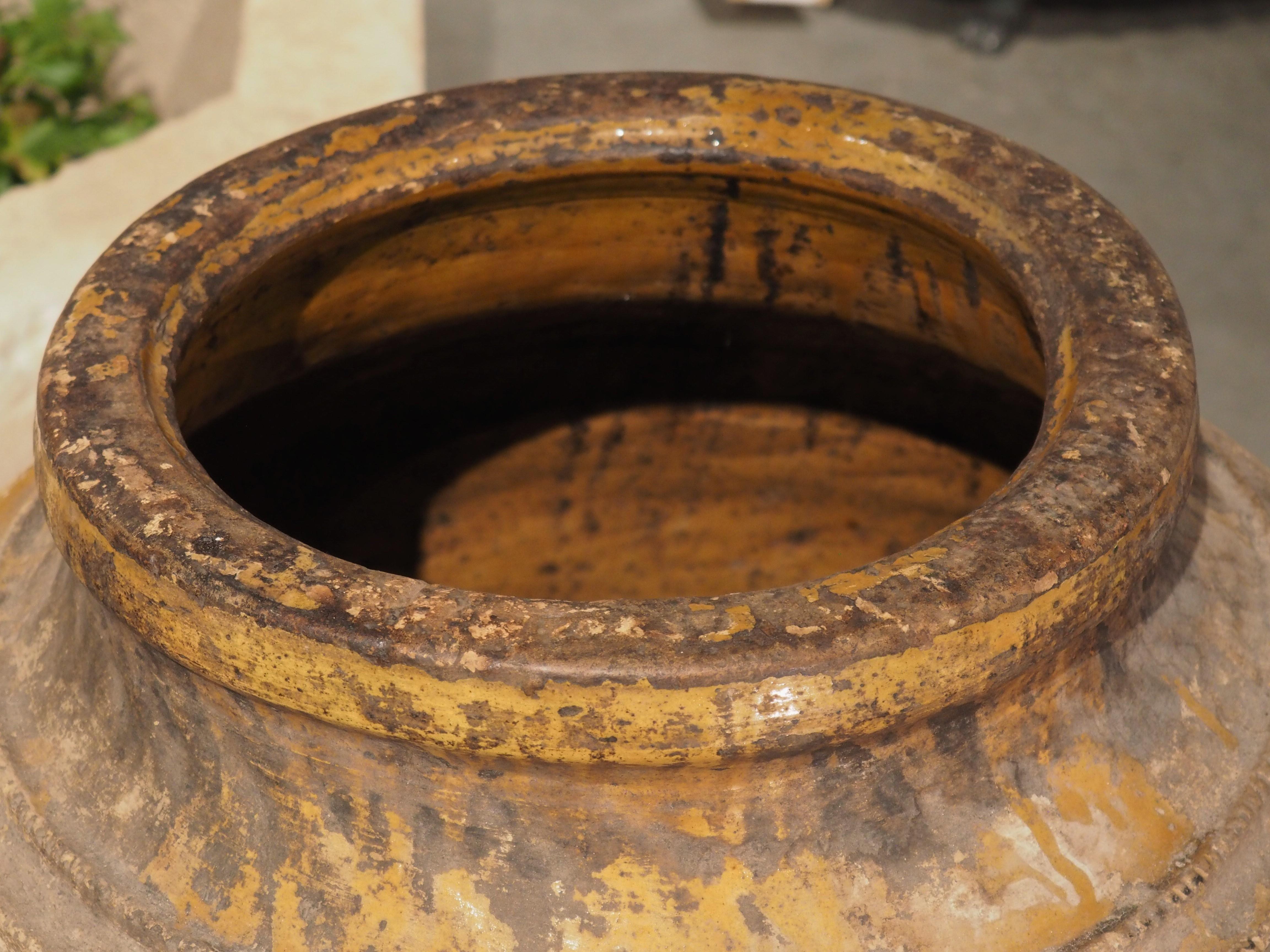 Large Antique Greek Terra Cotta Oil Pot with Partial Ochre Glaze, 19th Century 2