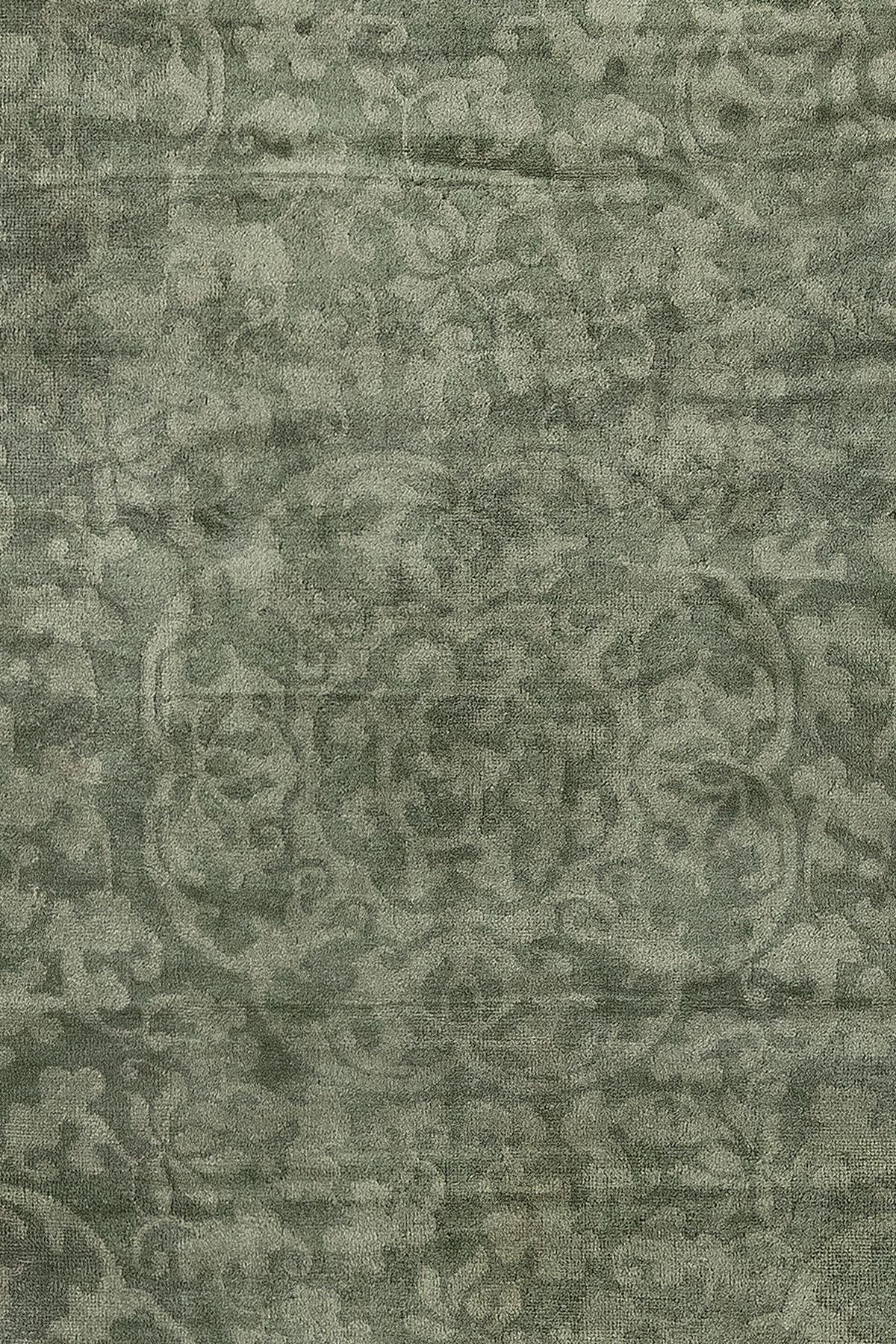 Wool Large Antique Green Chinese Rug For Sale