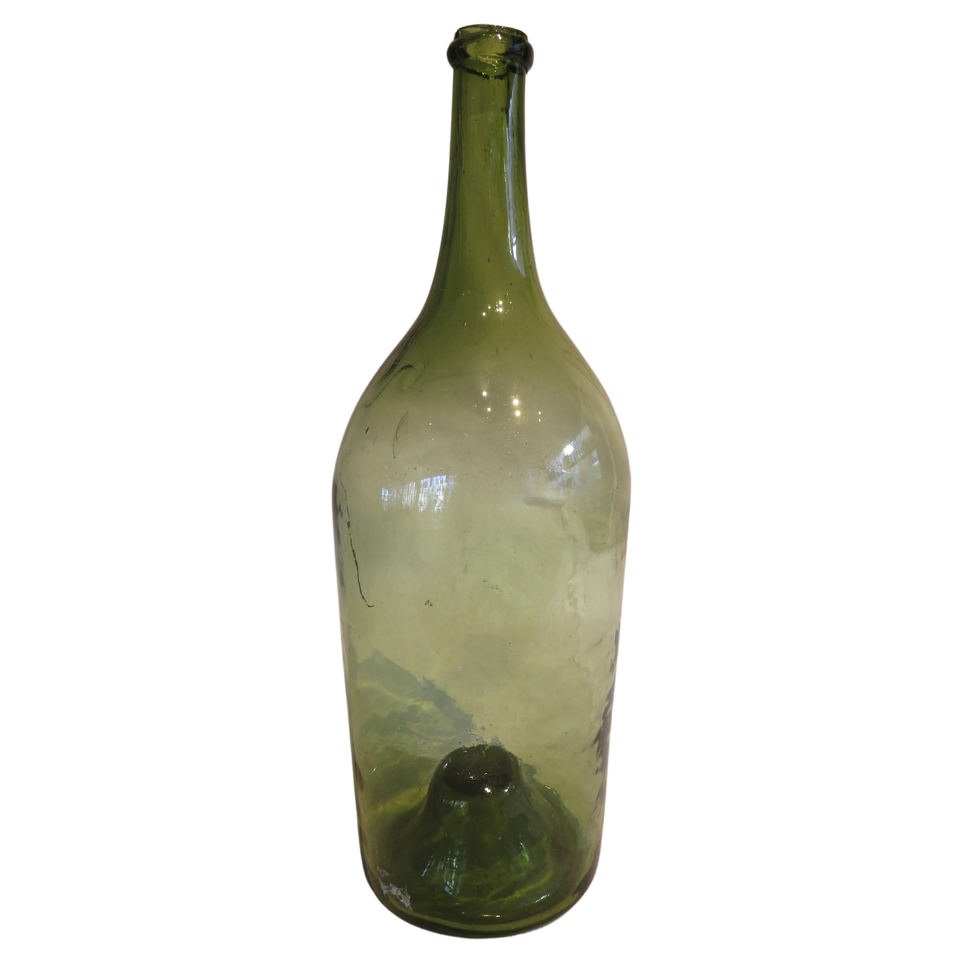 Large Antique Green Glass Bottle