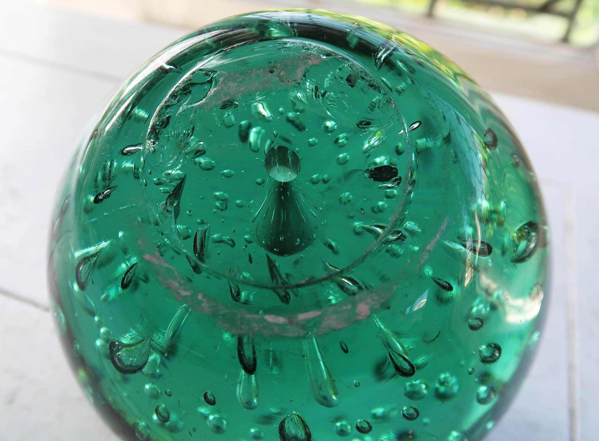 Large Antique Green Glass Doorstop, English, 19th Century In Good Condition In St Annes, Lancashire