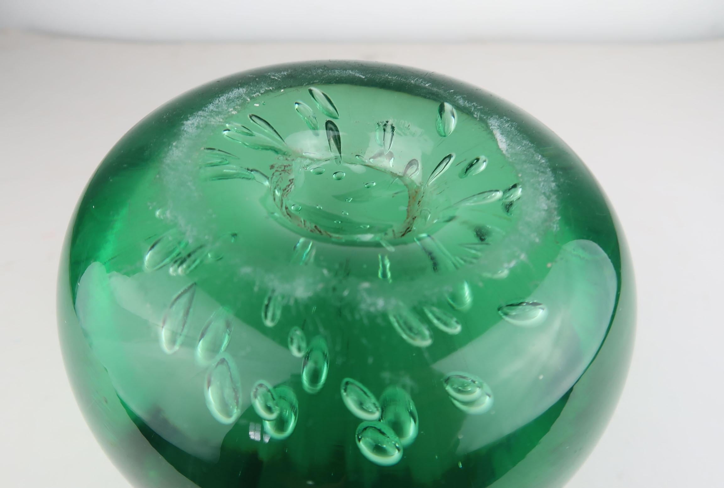 Large Antique Green Glass Doorstop, English, Late 19th Century In Good Condition In St Annes, Lancashire