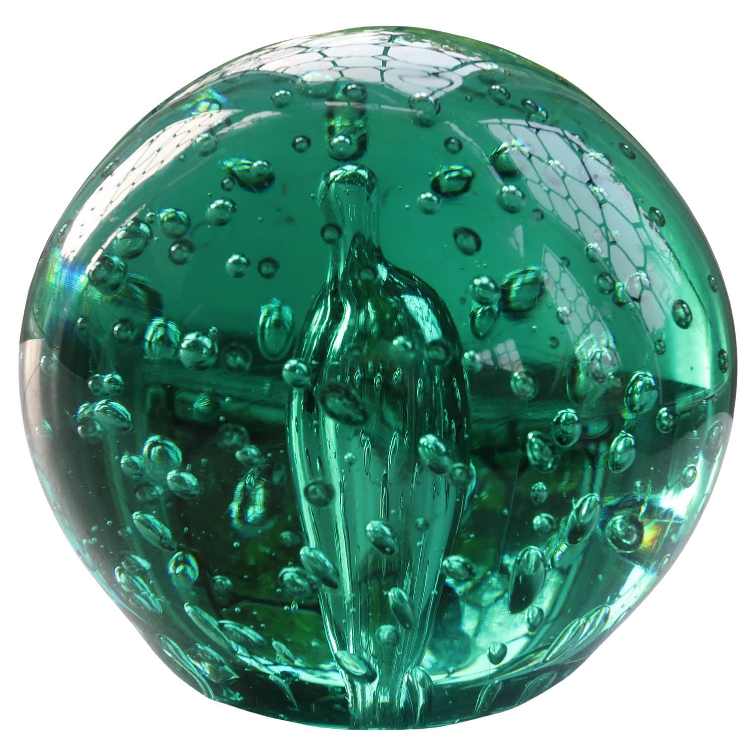 Large Antique Green Glass Doorstop or Paper weight, English C.1900