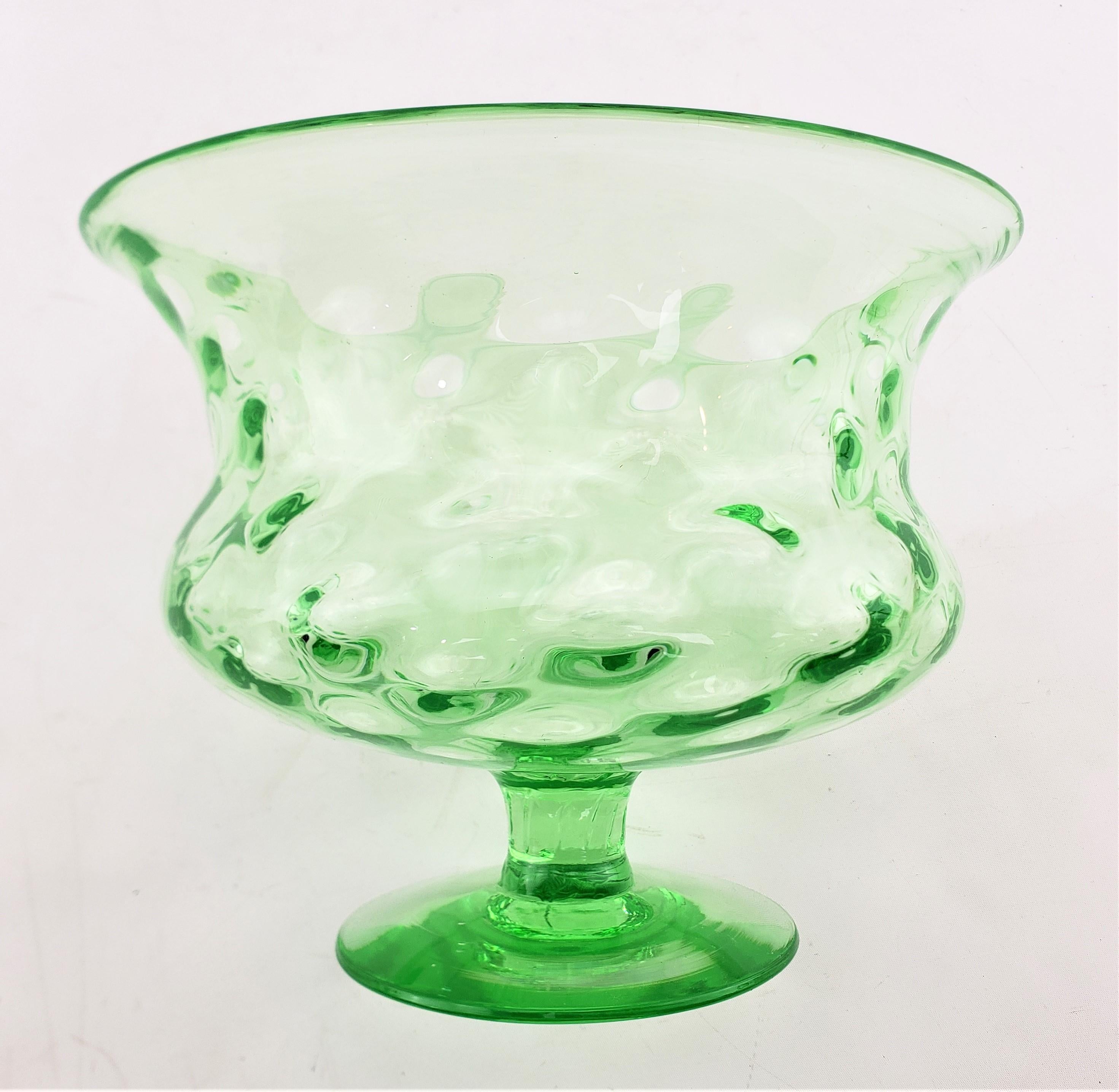 20th Century Large Antique Green Uranium Glass Pedestal Bowl with Raised Sides For Sale
