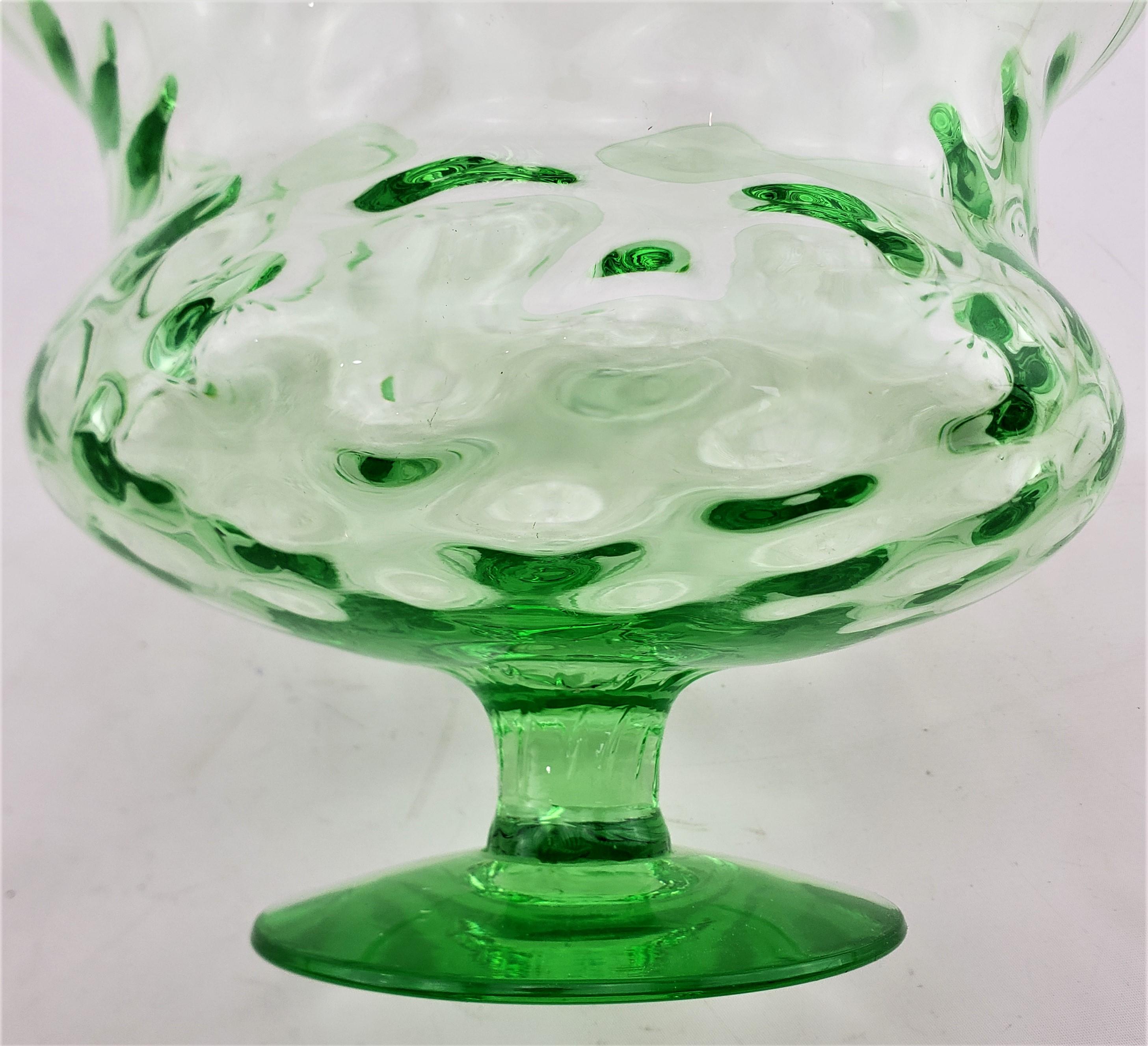Art Glass Large Antique Green Uranium Glass Pedestal Bowl with Raised Sides For Sale