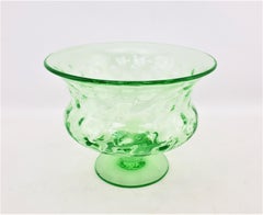 Large Antique Green Uranium Glass Pedestal Bowl with Raised Sides
