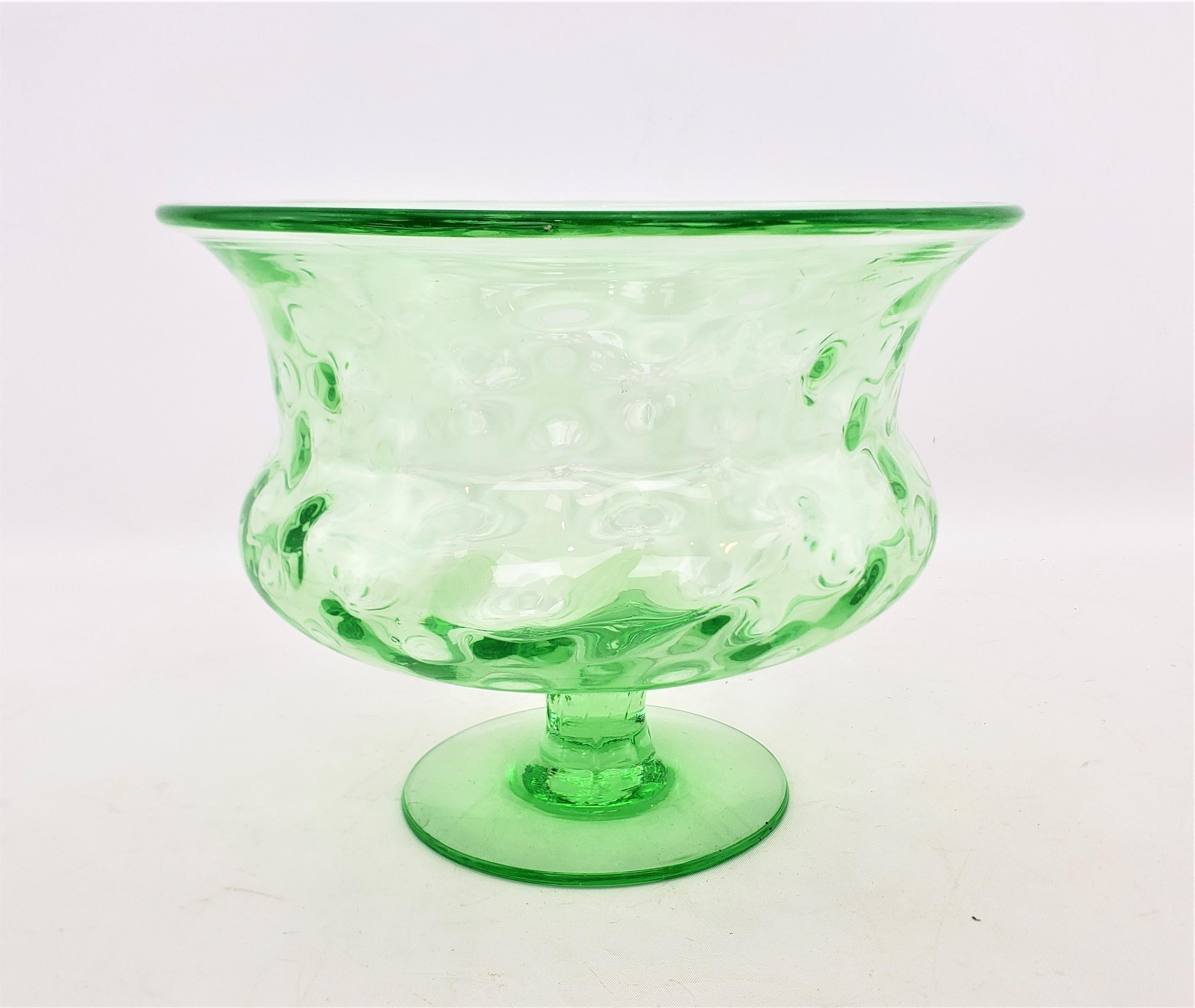 Victorian Large Antique Green Uranium Glass Pedestal Bowl with Raised Sides For Sale