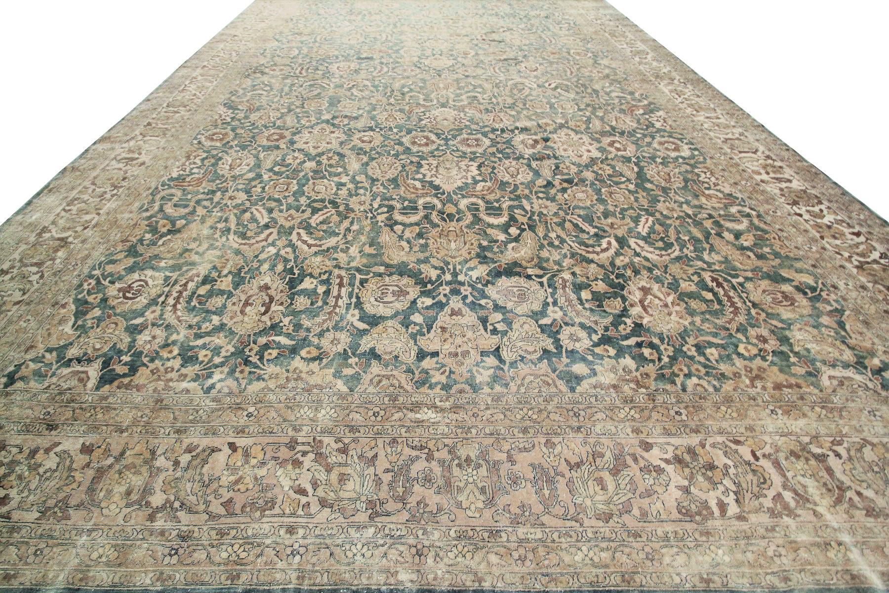 Hand-Knotted Large Antique Haji Jalili Rug Antique Persian Rug Geometric Overall 1890