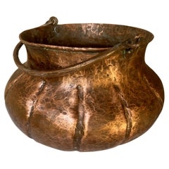 Large Antique Hammered Copper Cauldron