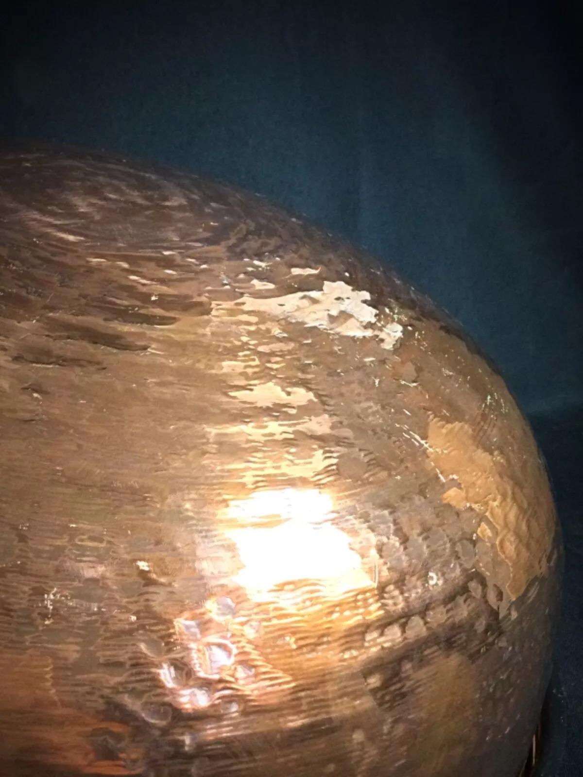 Large Antique Hammered Copper Cauldron with Forged Iron Handle - 2Y267 2