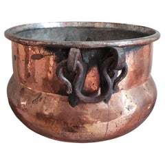 Large Antique Hammered Copper Jardiniere, C 1910s