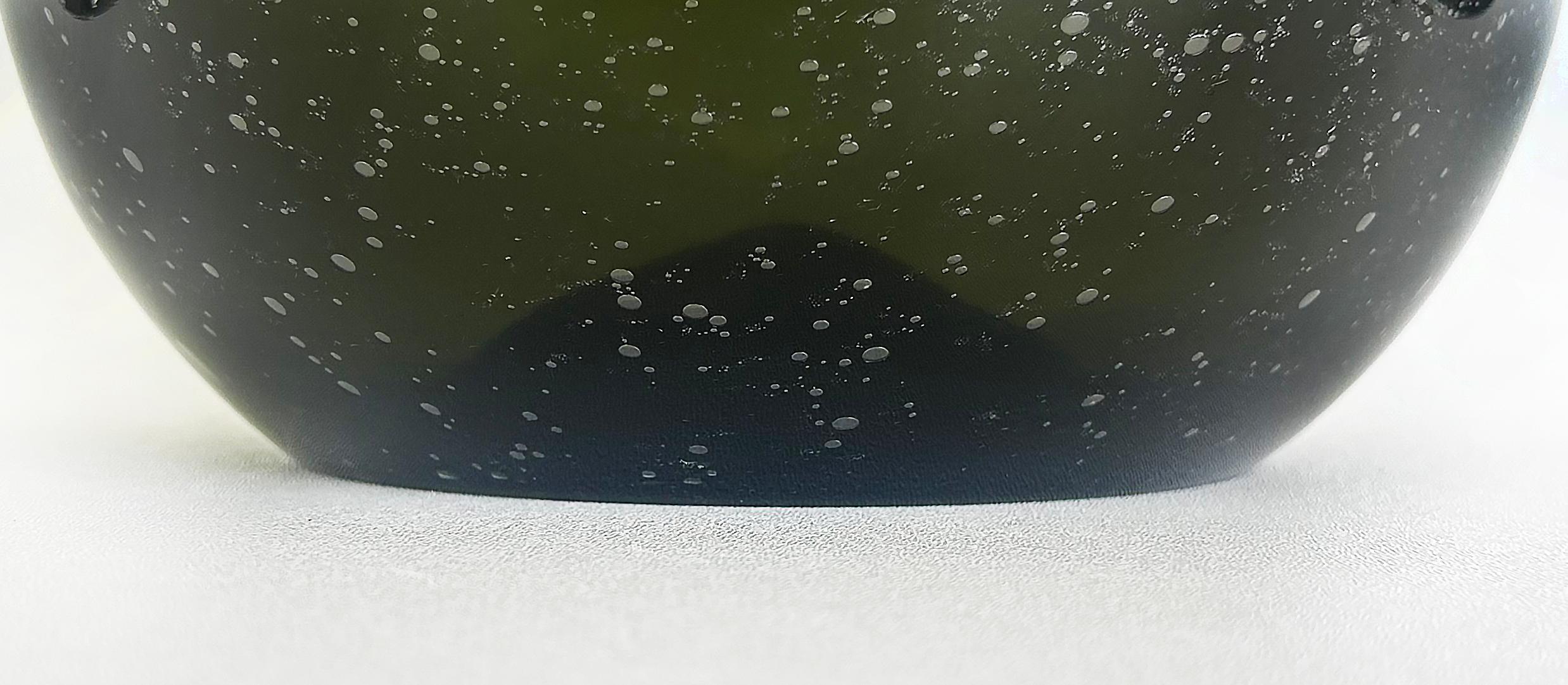 Vetro soffiato Large Antique Hand-blown Glass Bocksbeutel Wine Bottle, Coil Grip from Persia in vendita