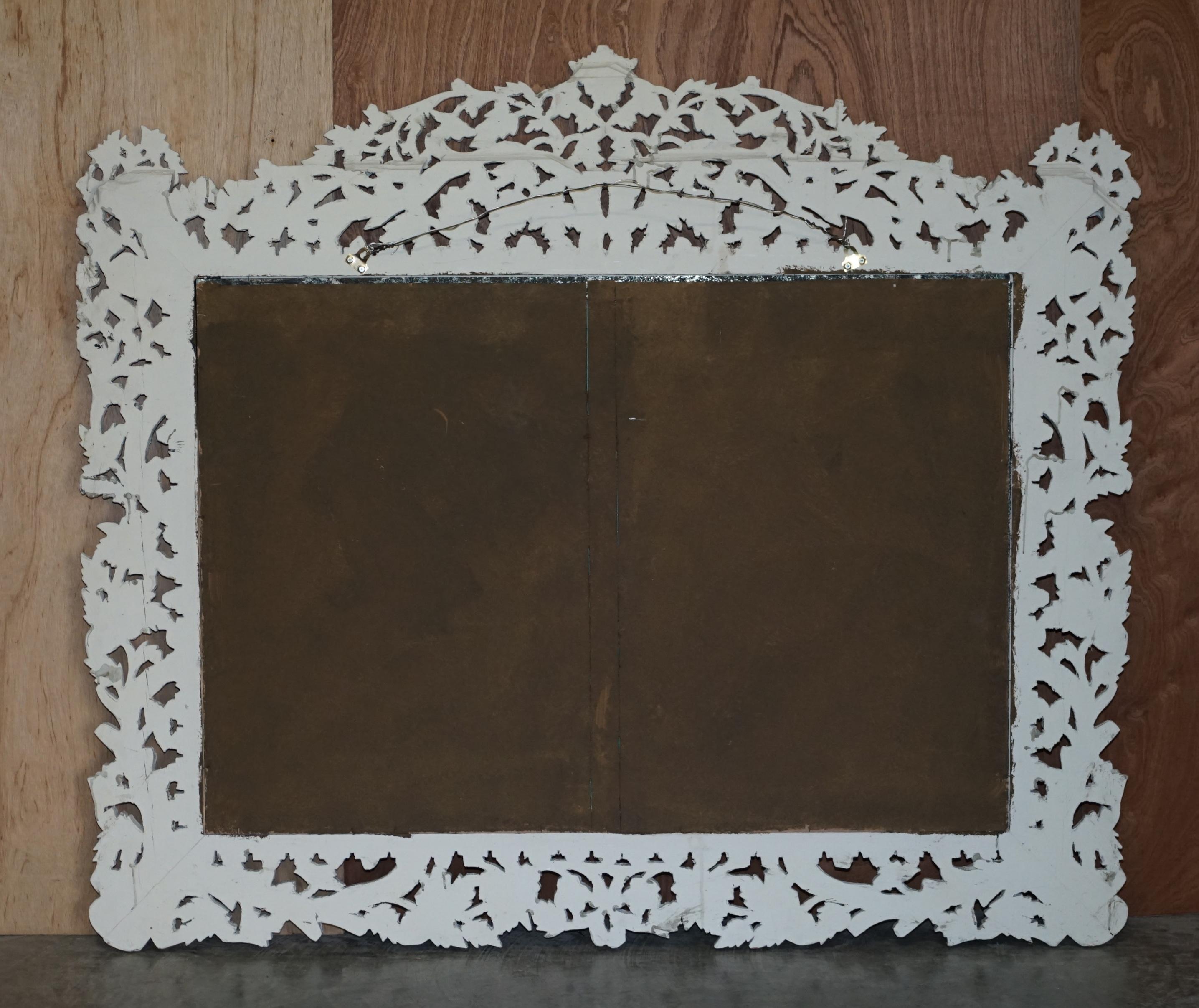 Large Antique Hand Carved & Painted Burmese Liberty's London Overmantle Mirror For Sale 6