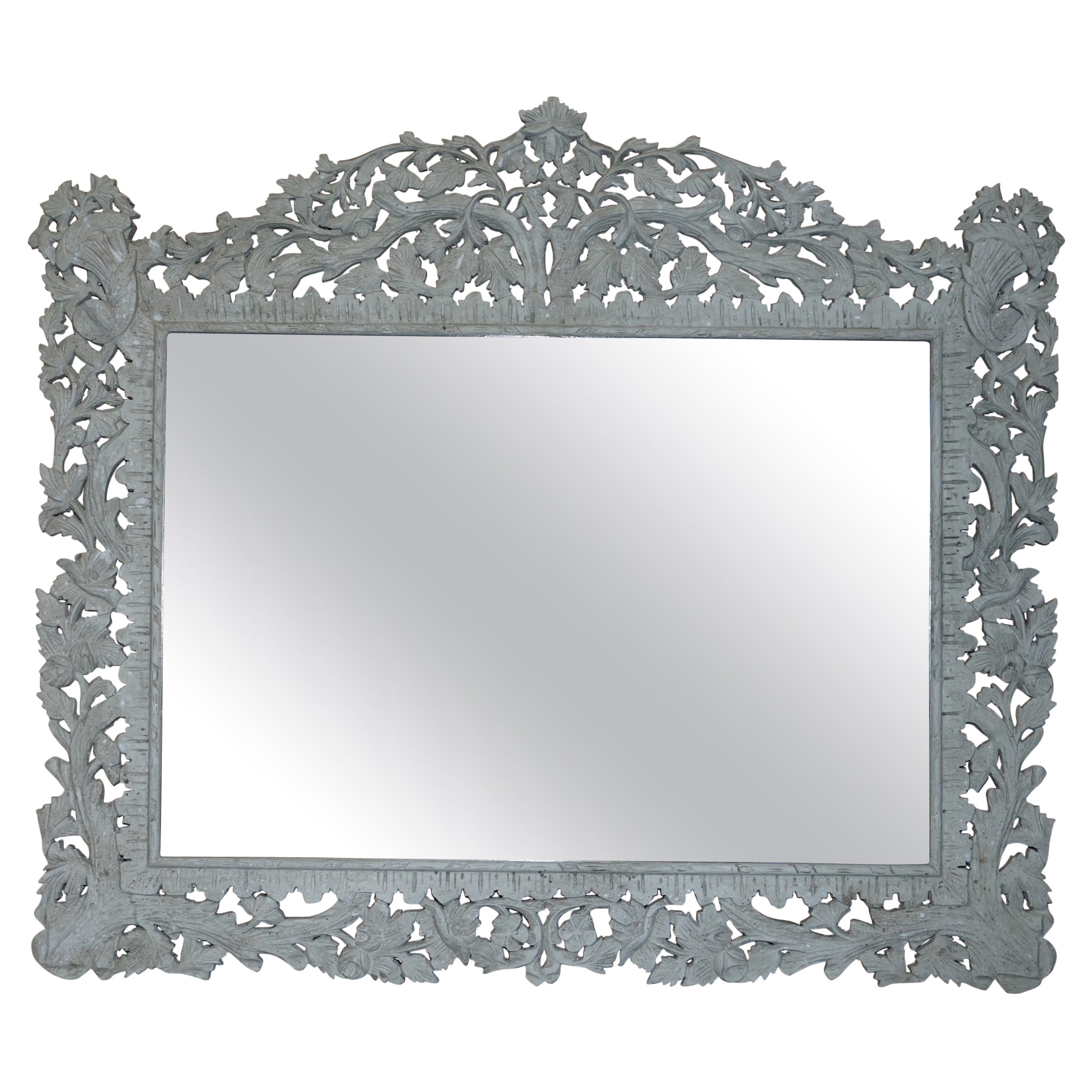 Grande specchio antico intagliato e dipinto a mano Liberty of London Overmantle in vendita