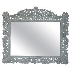 Large Antique Hand Carved & Painted Burmese Liberty's London Overmantle Mirror