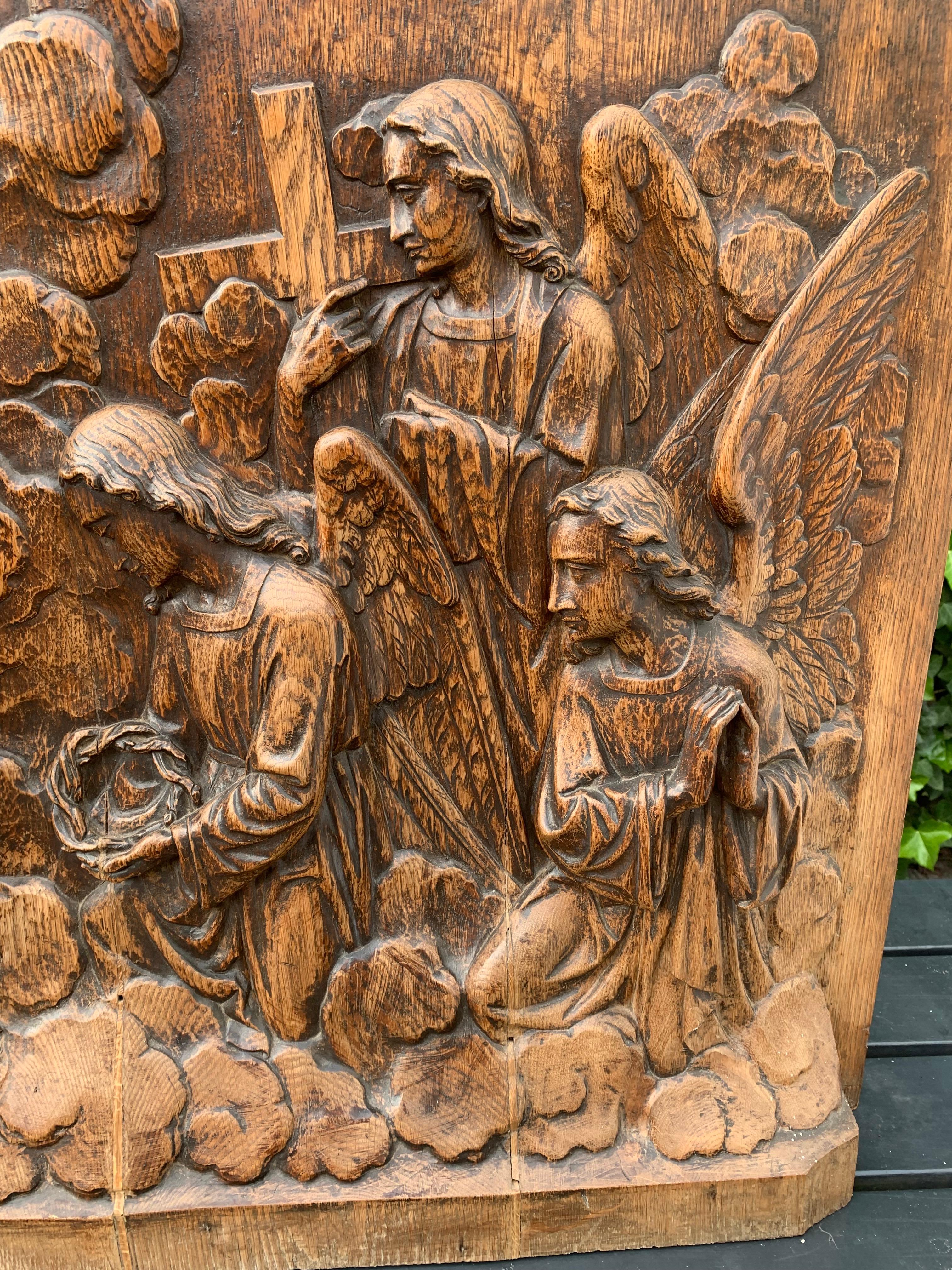 Große handgeschnitzte antike Skulptur der Apparition von Jesus an die St. Margaret Mary im Angebot 5