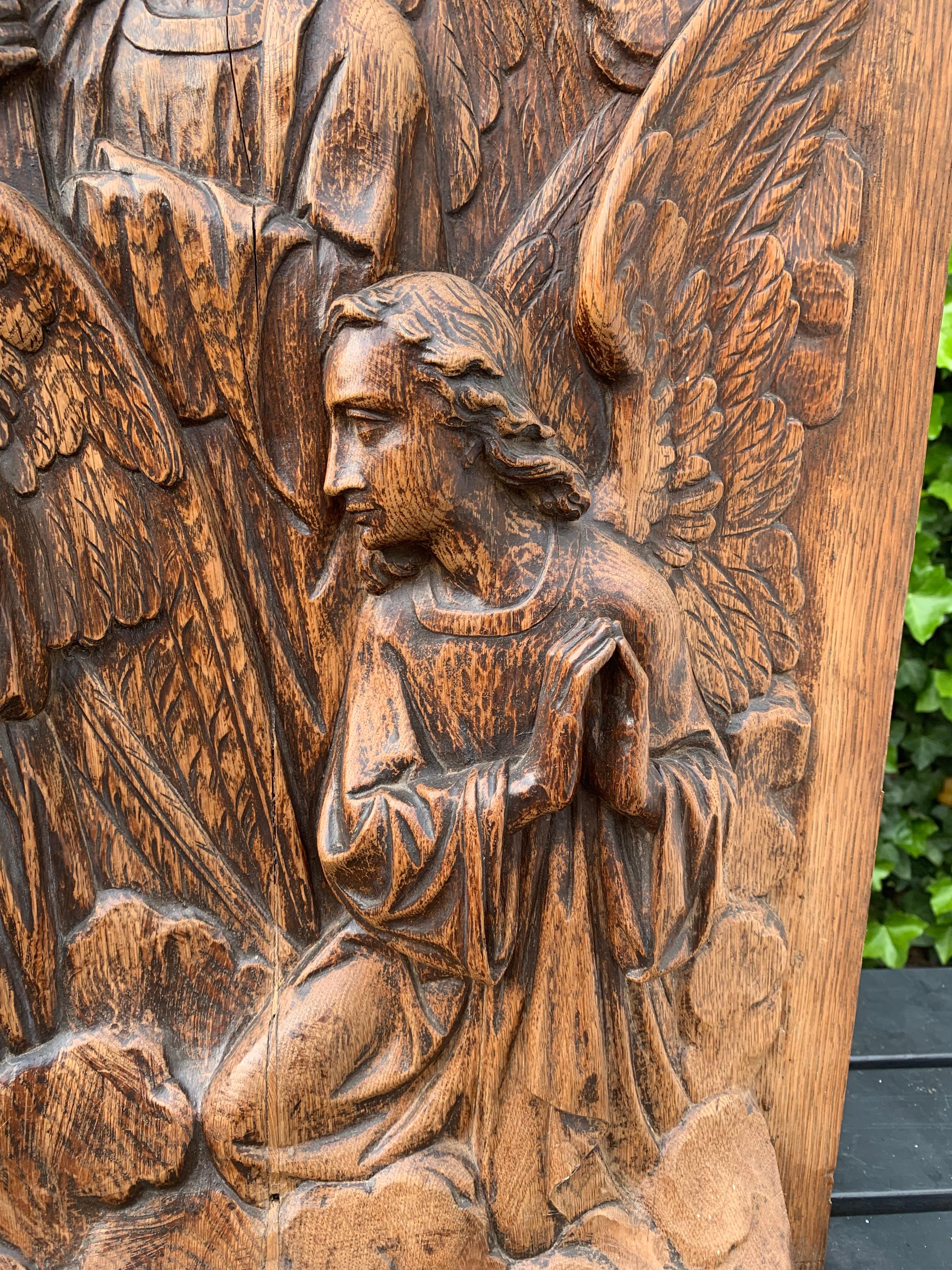 Large Hand Carved Antique Sculpture of Apparition of Jesus to St. Margaret Mary For Sale 5