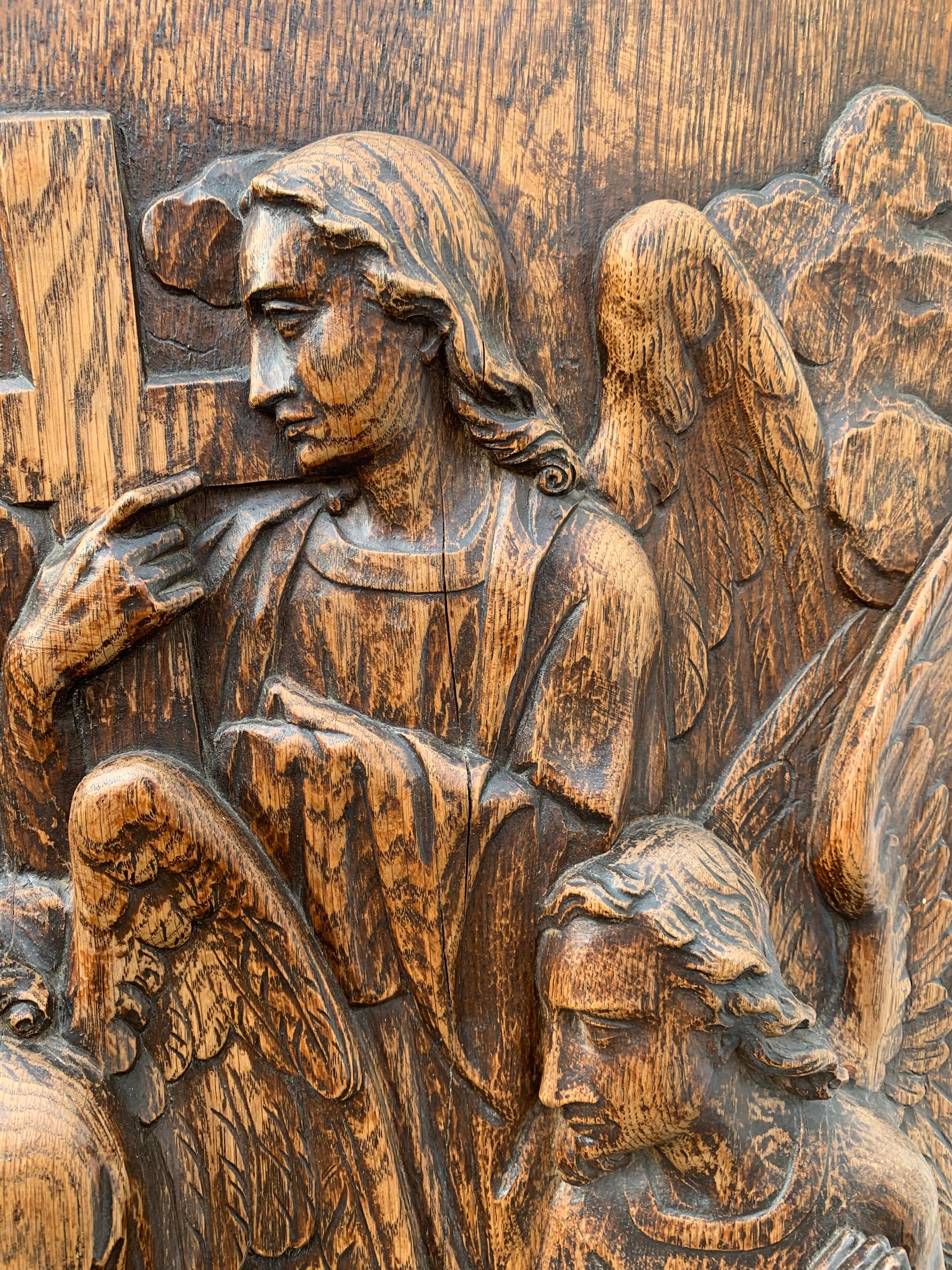 Große handgeschnitzte antike Skulptur der Apparition von Jesus an die St. Margaret Mary im Angebot 9