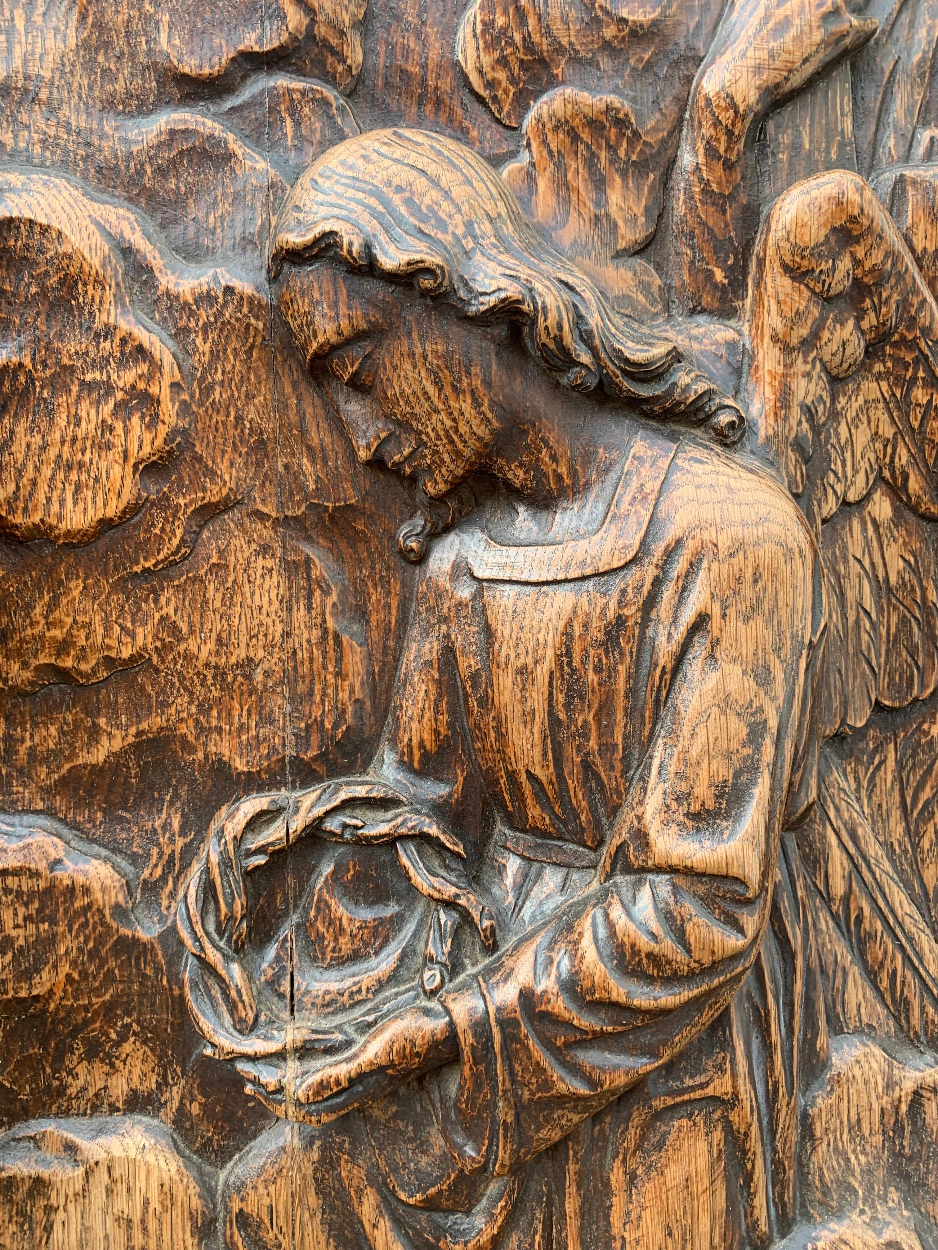 Große handgeschnitzte antike Skulptur der Apparition von Jesus an die St. Margaret Mary im Angebot 10