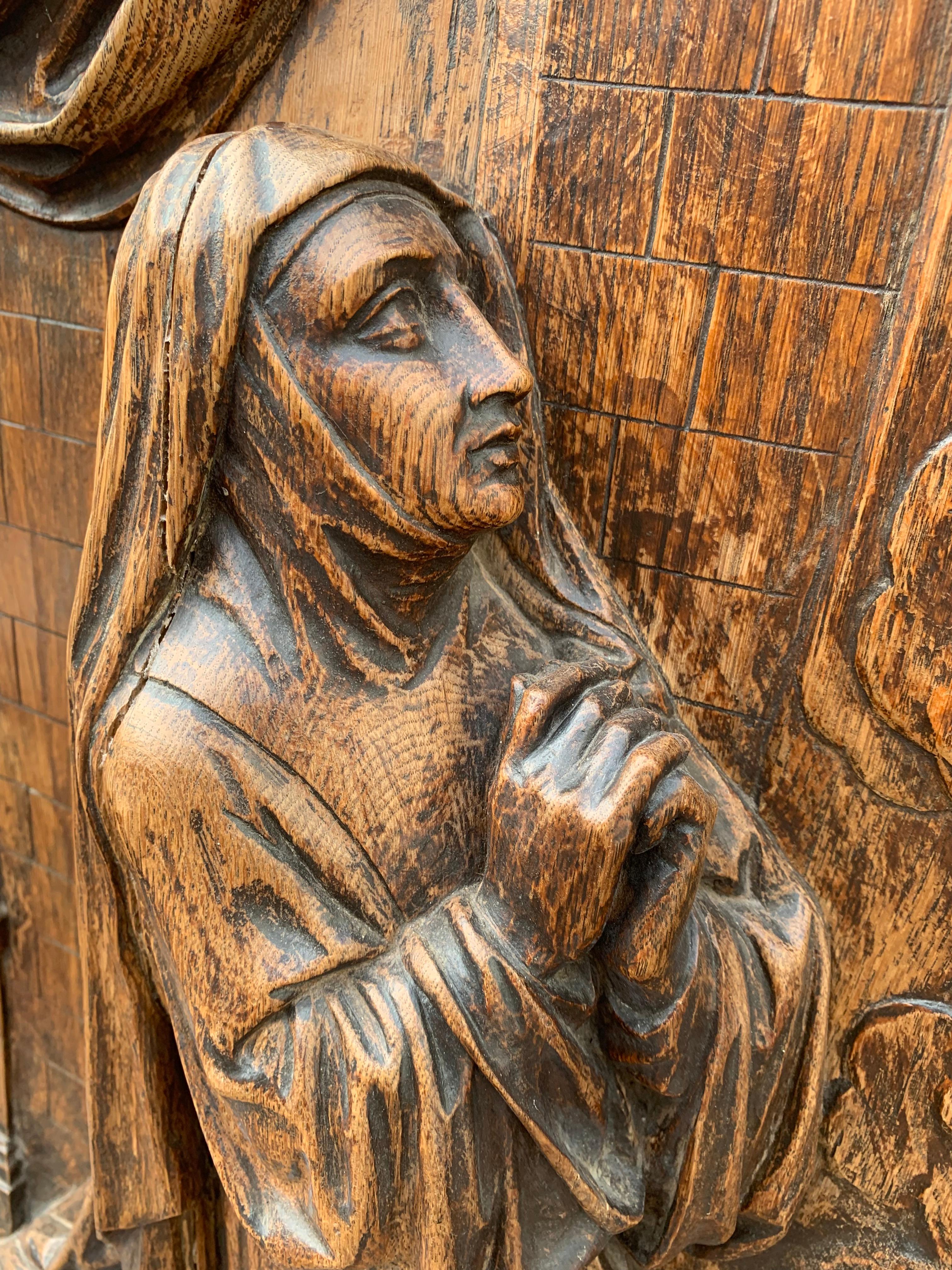 Große handgeschnitzte antike Skulptur der Apparition von Jesus an die St. Margaret Mary (Neorenaissance) im Angebot