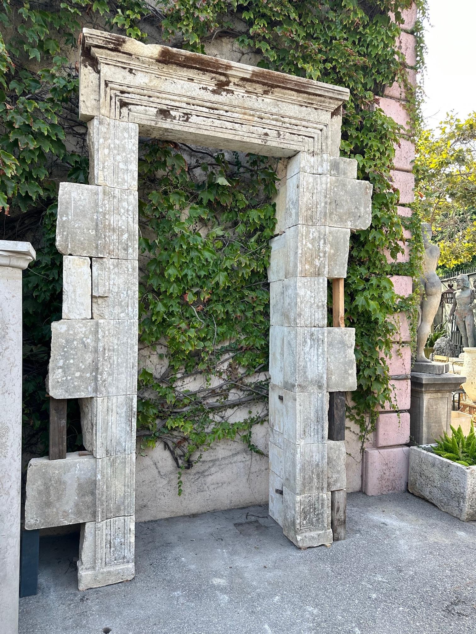 Large Antique Hand Carved Stone Doorway Entryway Door surround portal  7