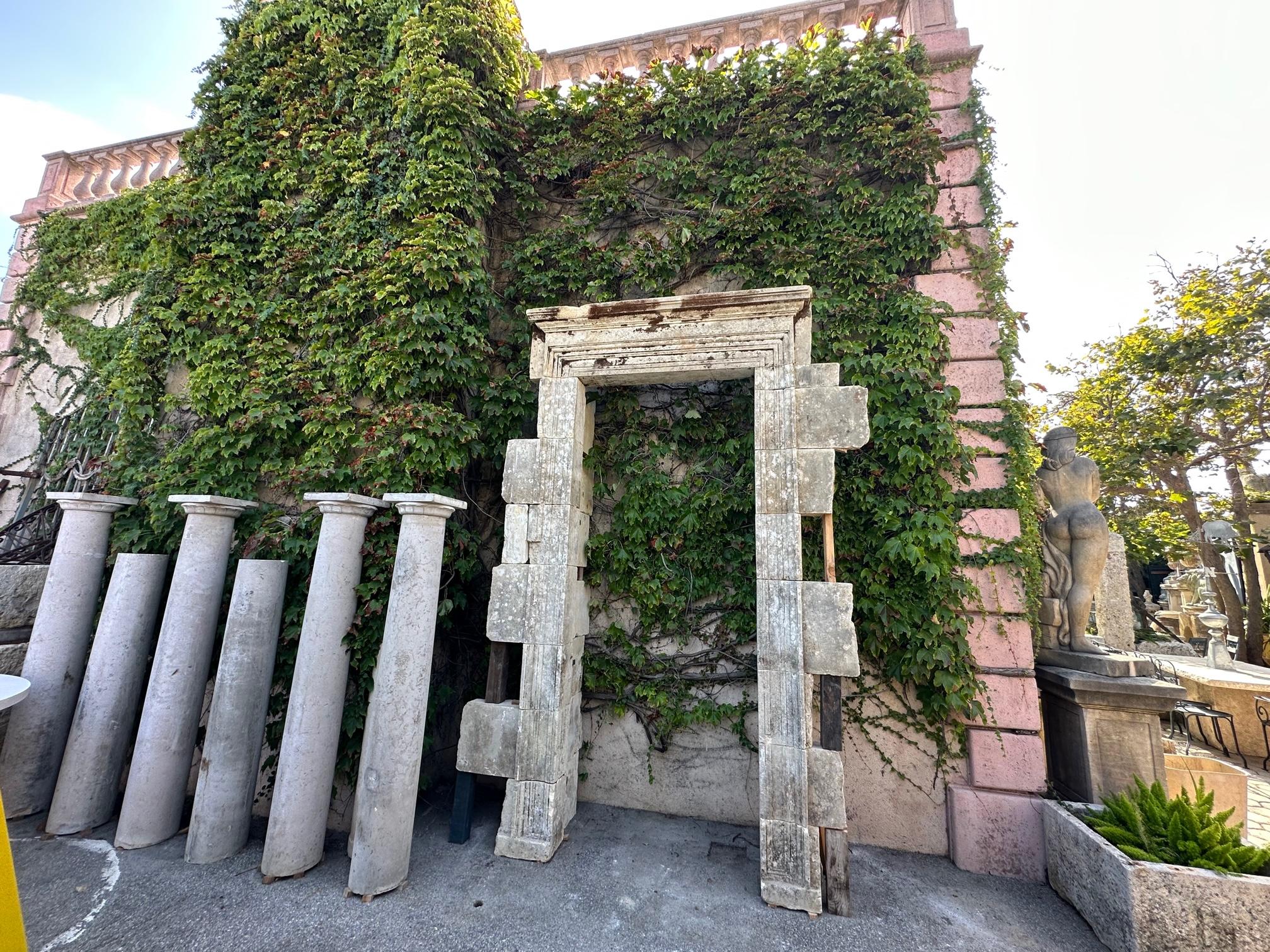 Large Antique Hand Carved Stone Doorway Entryway Door surround portal  8